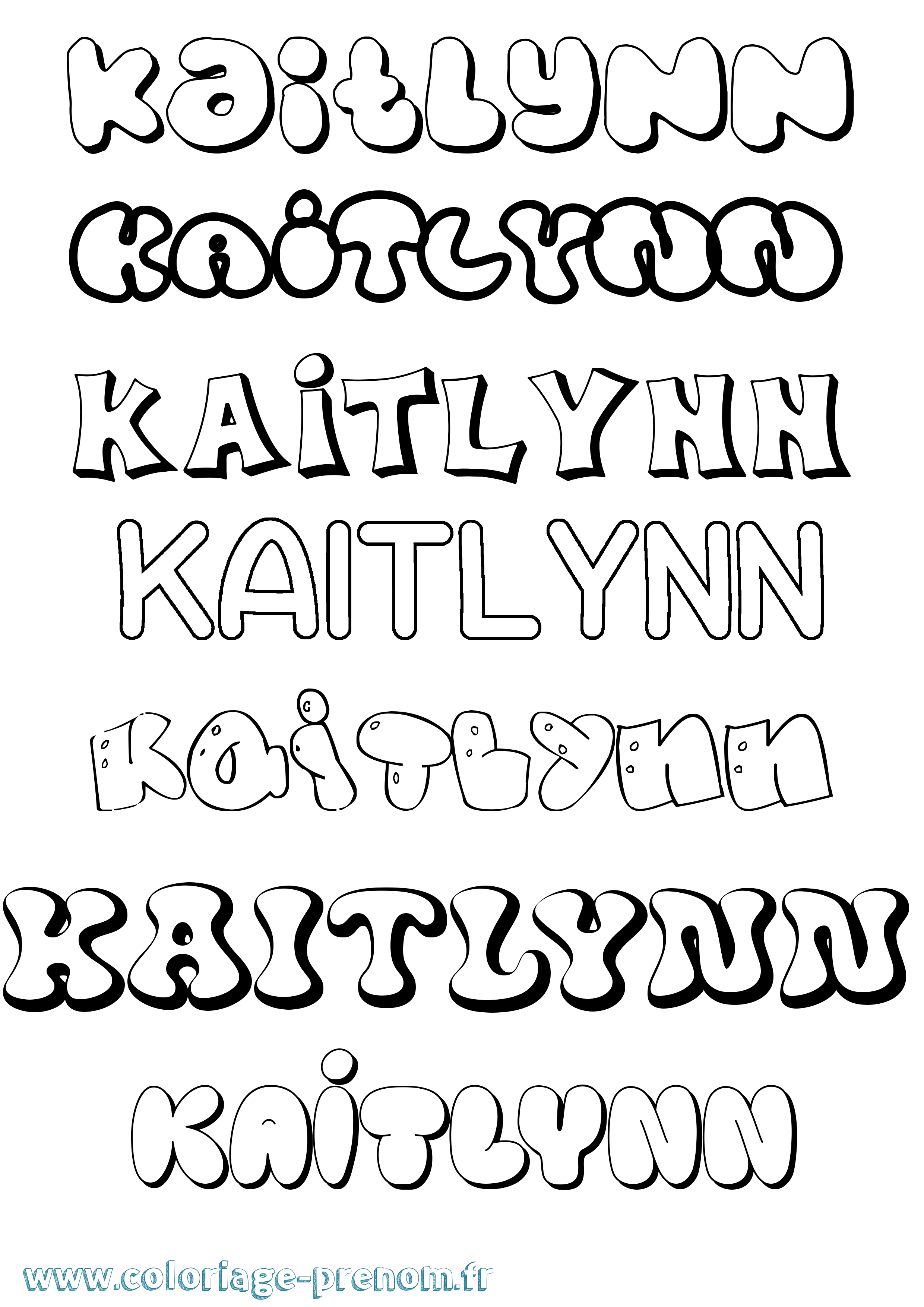 Coloriage prénom Kaitlynn Bubble
