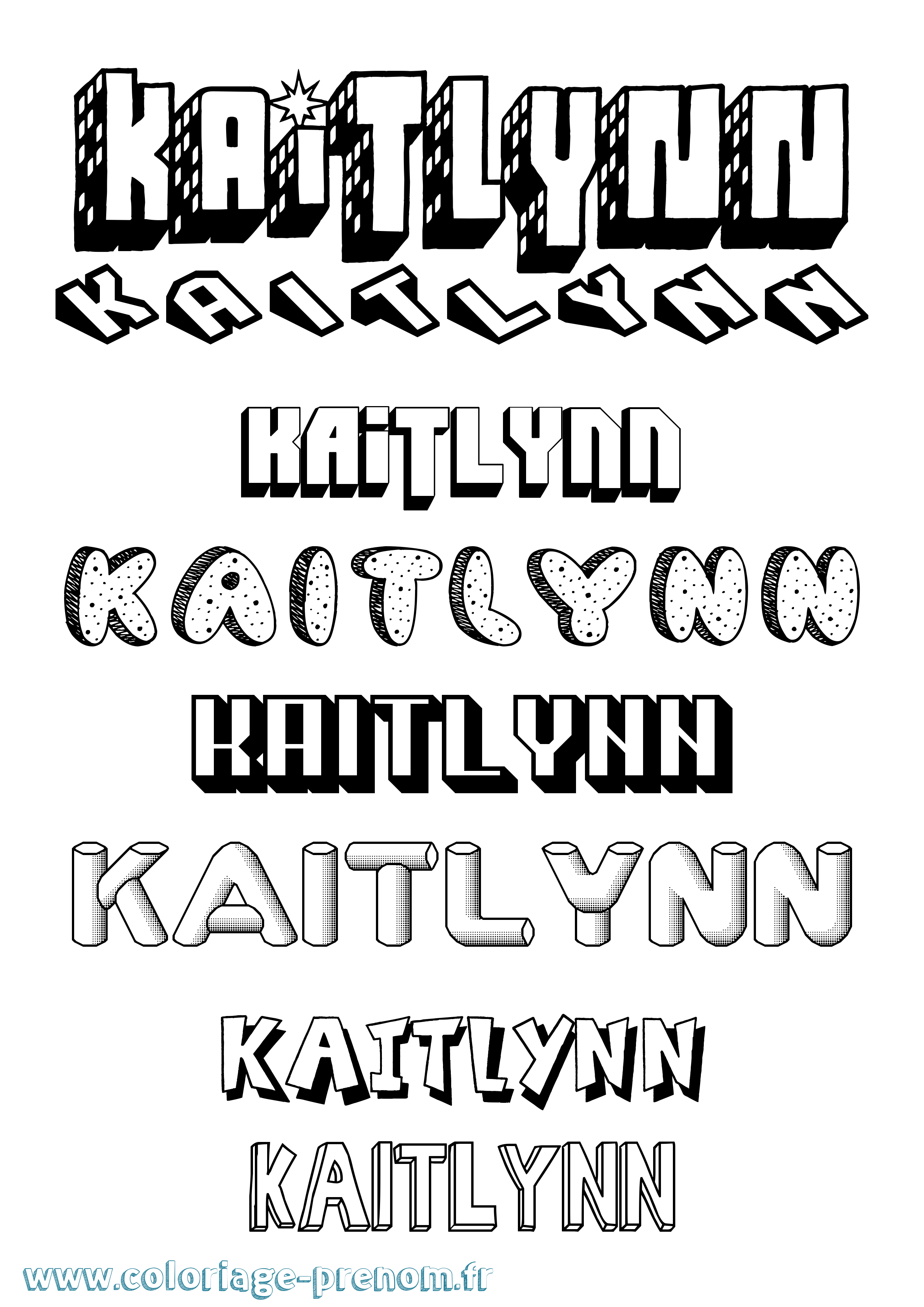 Coloriage prénom Kaitlynn Effet 3D