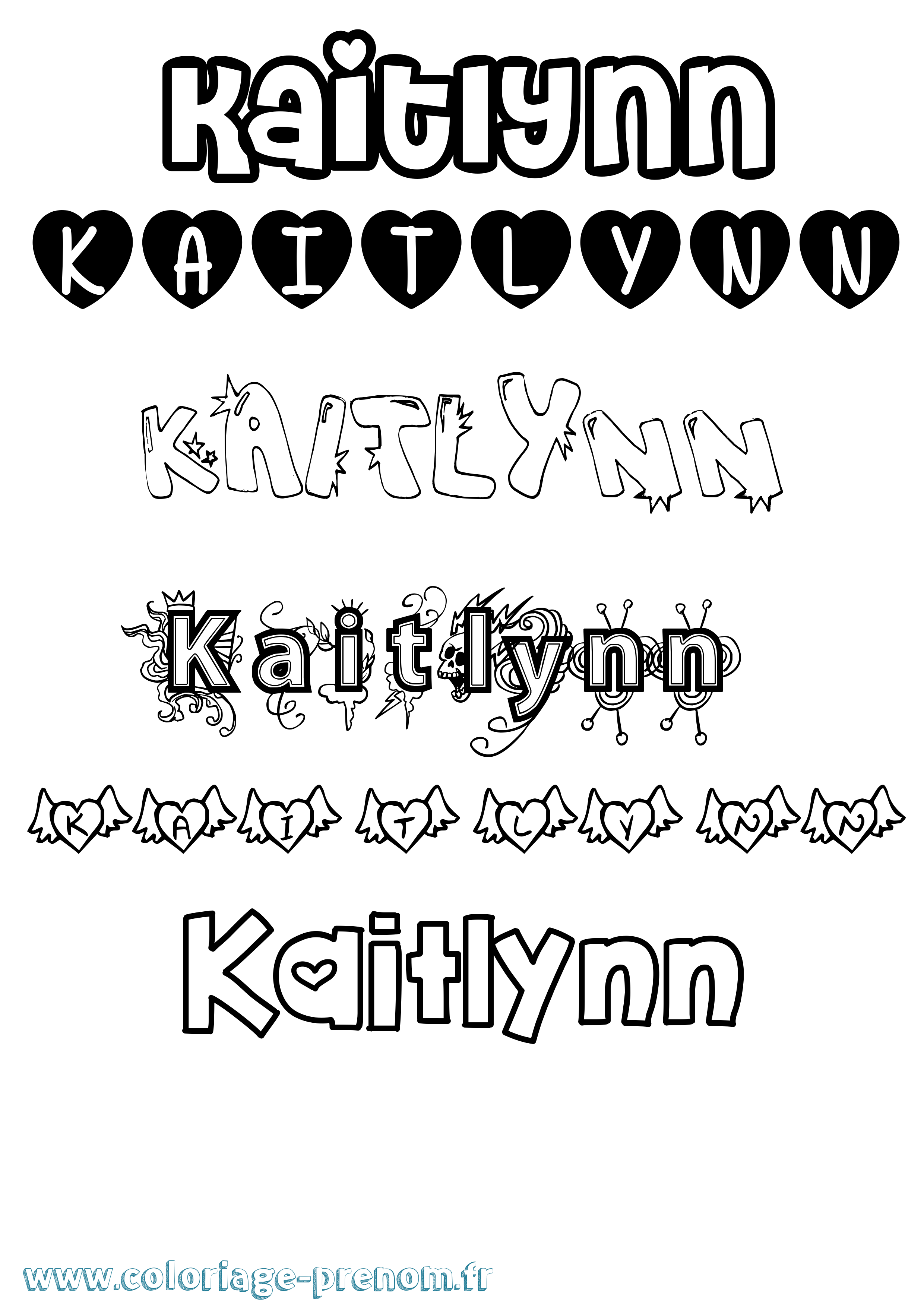Coloriage prénom Kaitlynn Girly