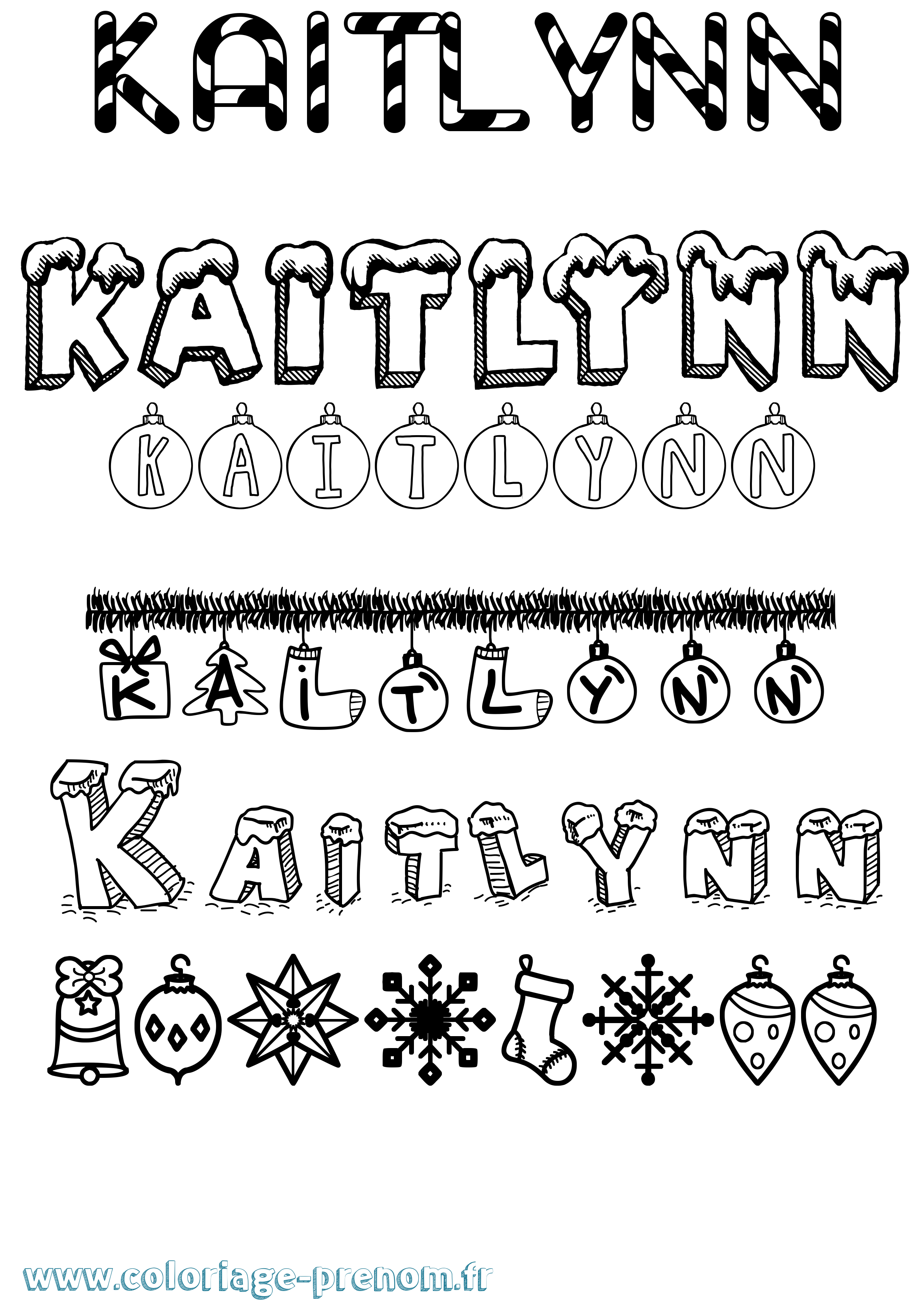 Coloriage prénom Kaitlynn Noël