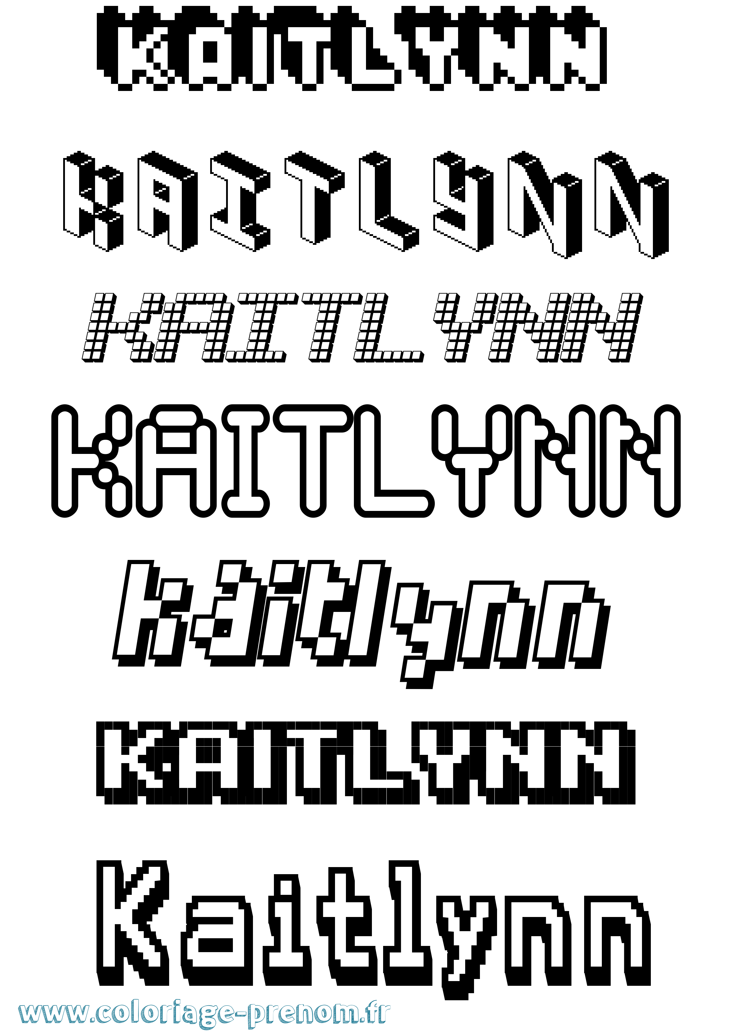 Coloriage prénom Kaitlynn Pixel