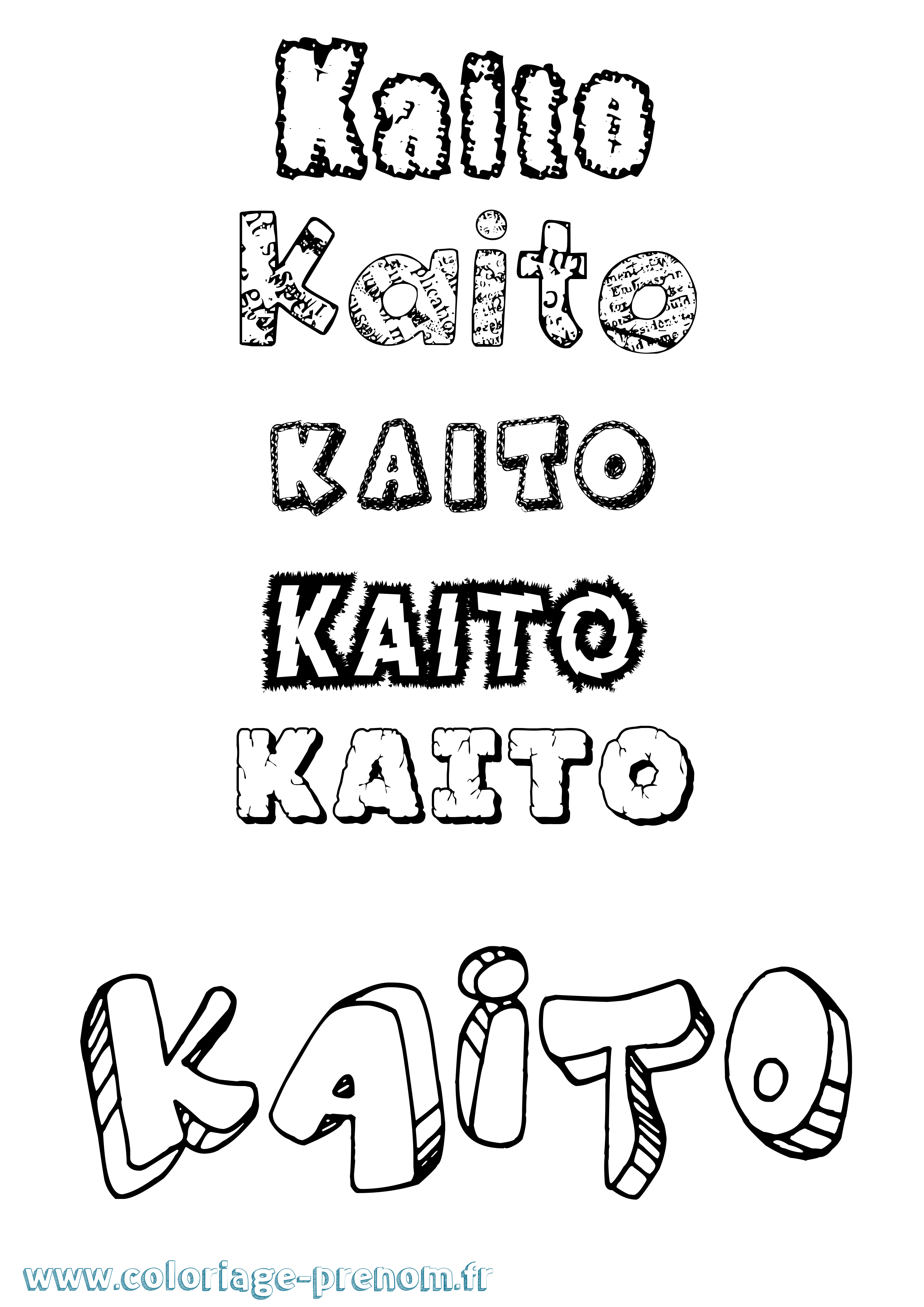 Coloriage prénom Kaito Destructuré
