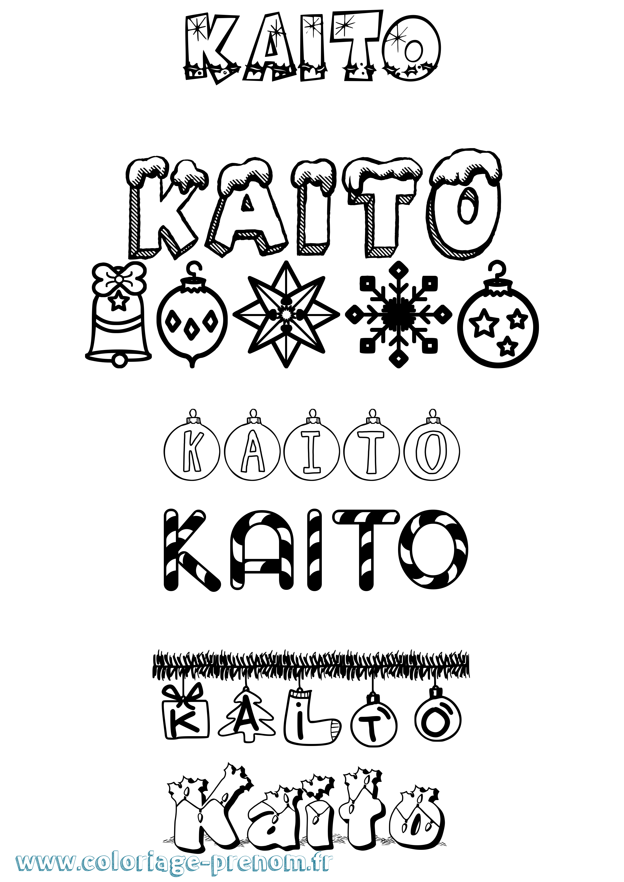Coloriage prénom Kaito Noël