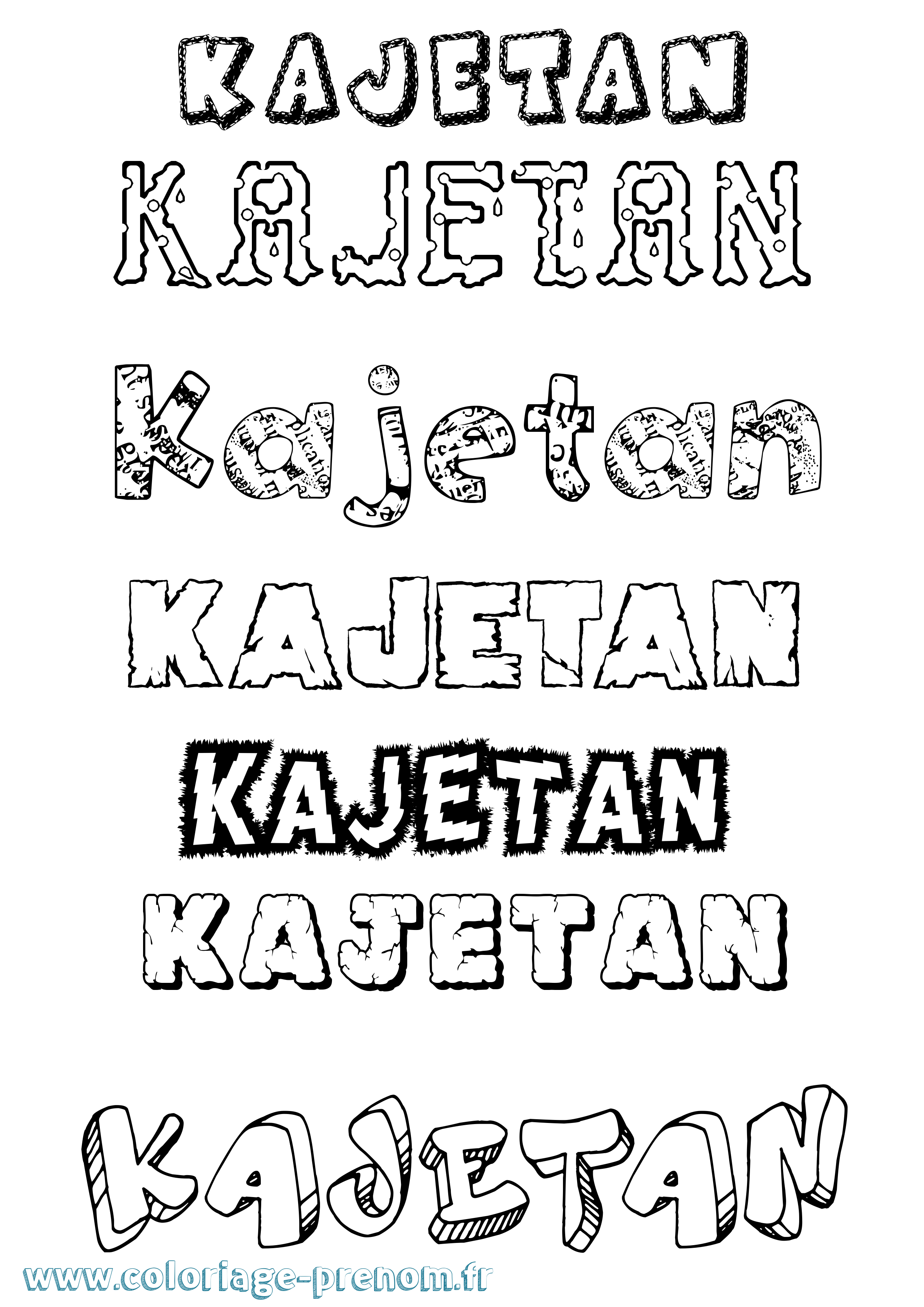 Coloriage prénom Kajetan Destructuré