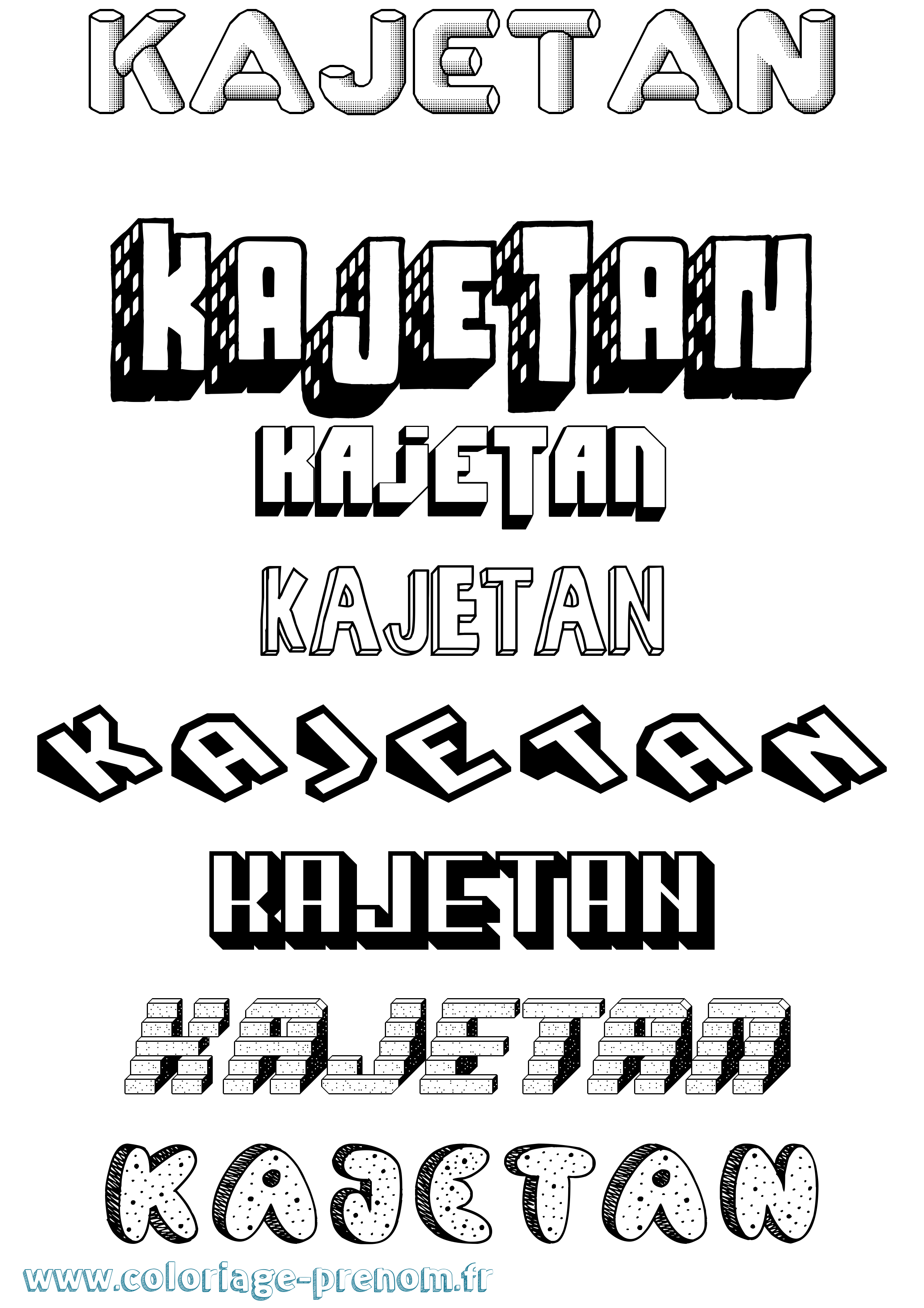 Coloriage prénom Kajetan Effet 3D