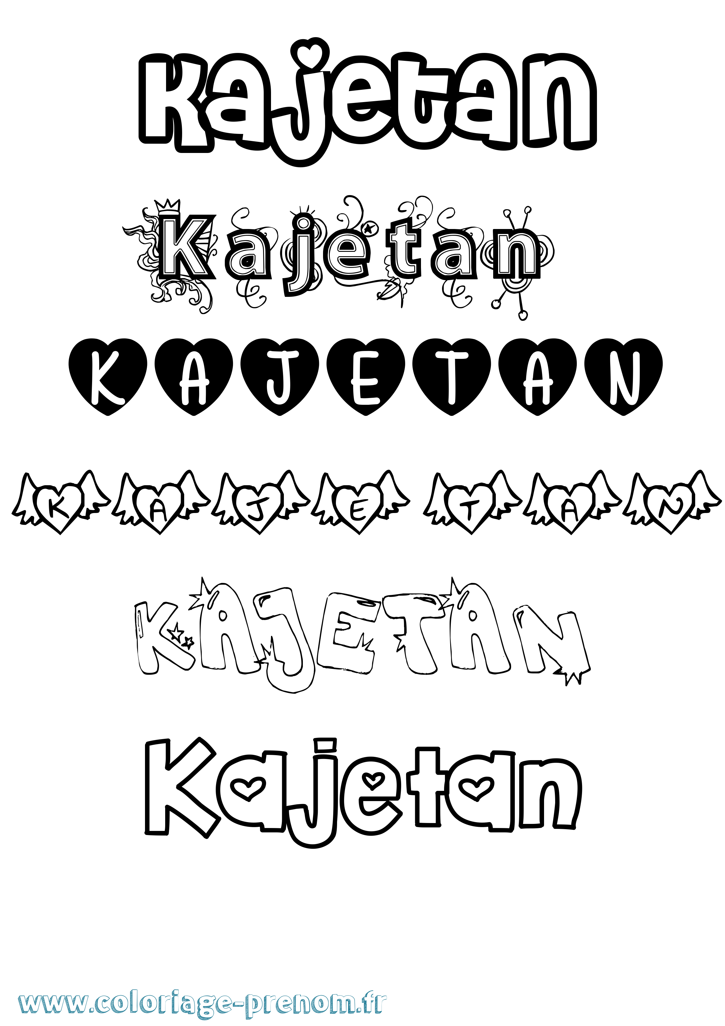 Coloriage prénom Kajetan Girly