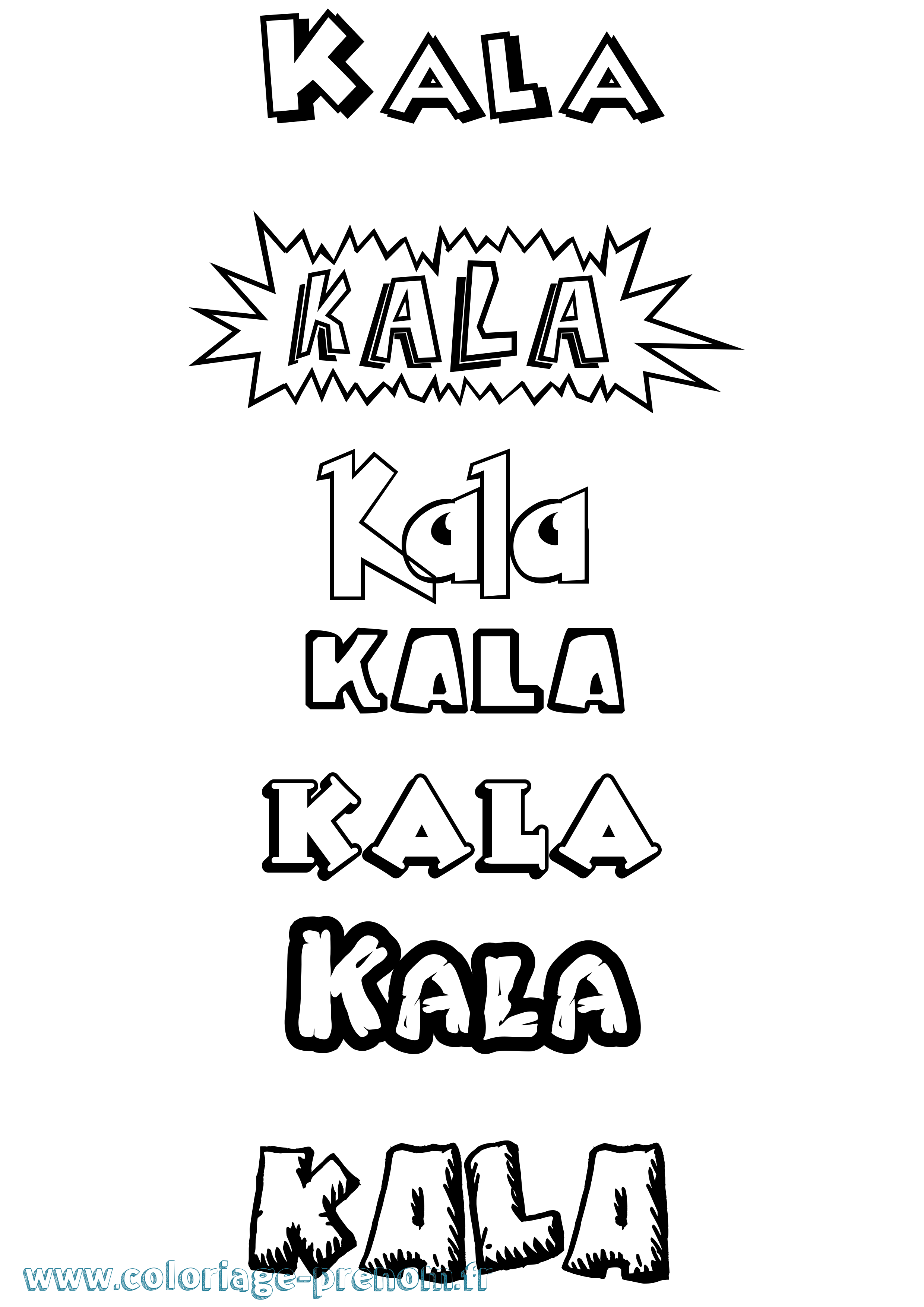 Coloriage prénom Kala Dessin Animé
