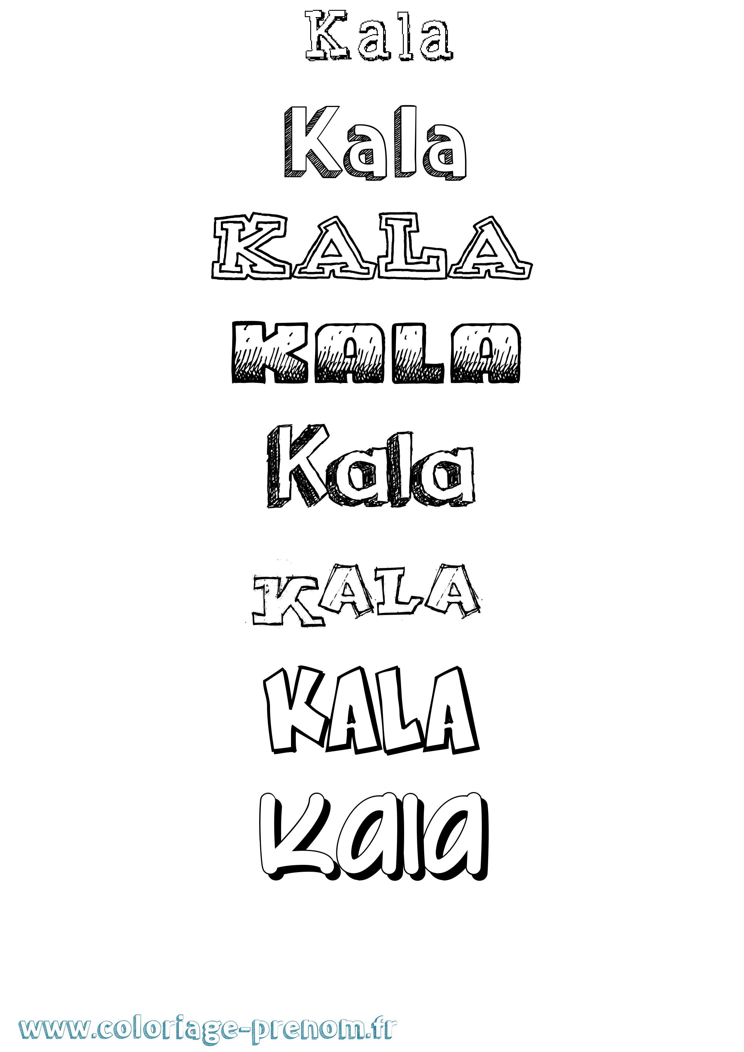 Coloriage prénom Kala Dessiné