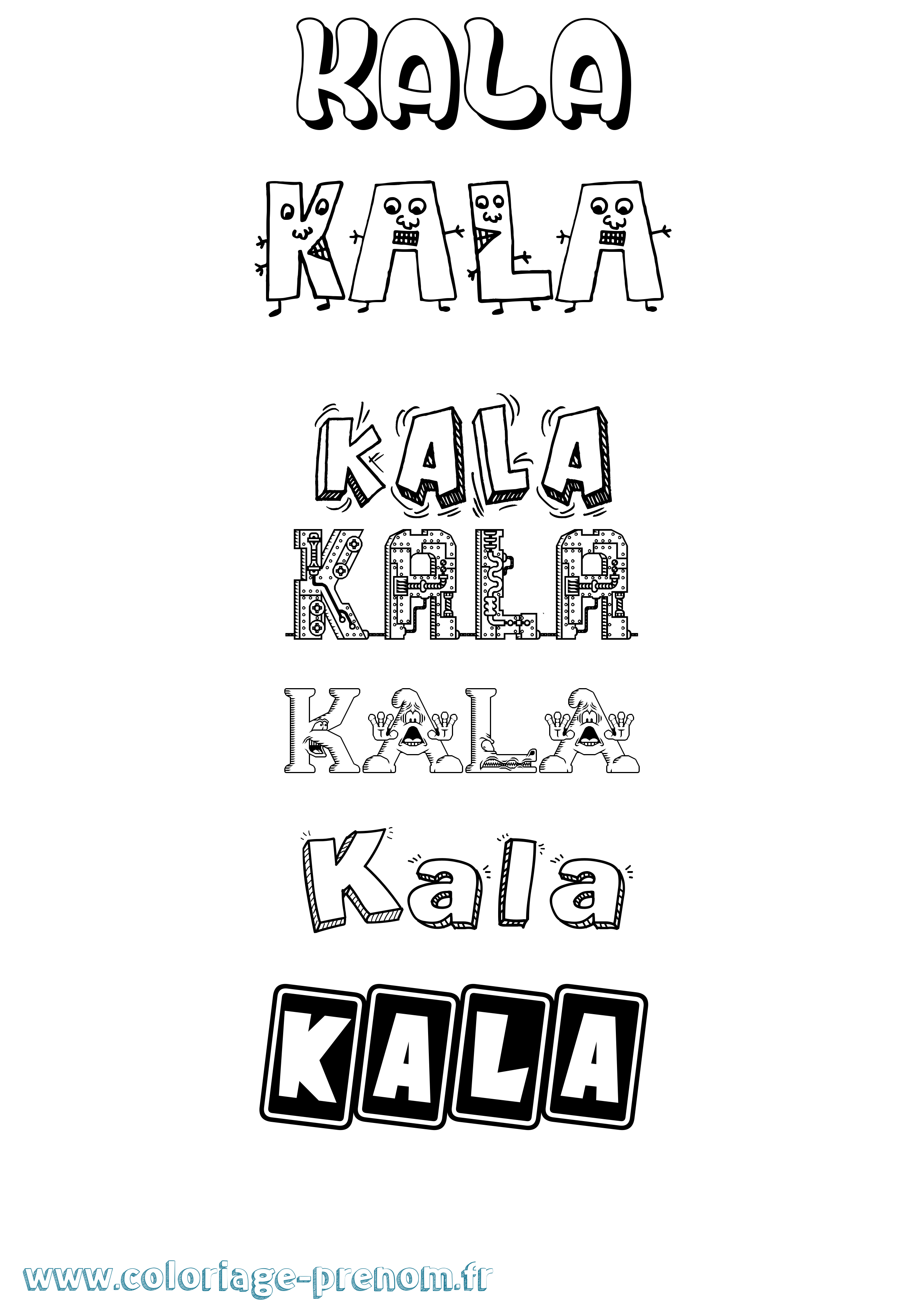Coloriage prénom Kala Fun
