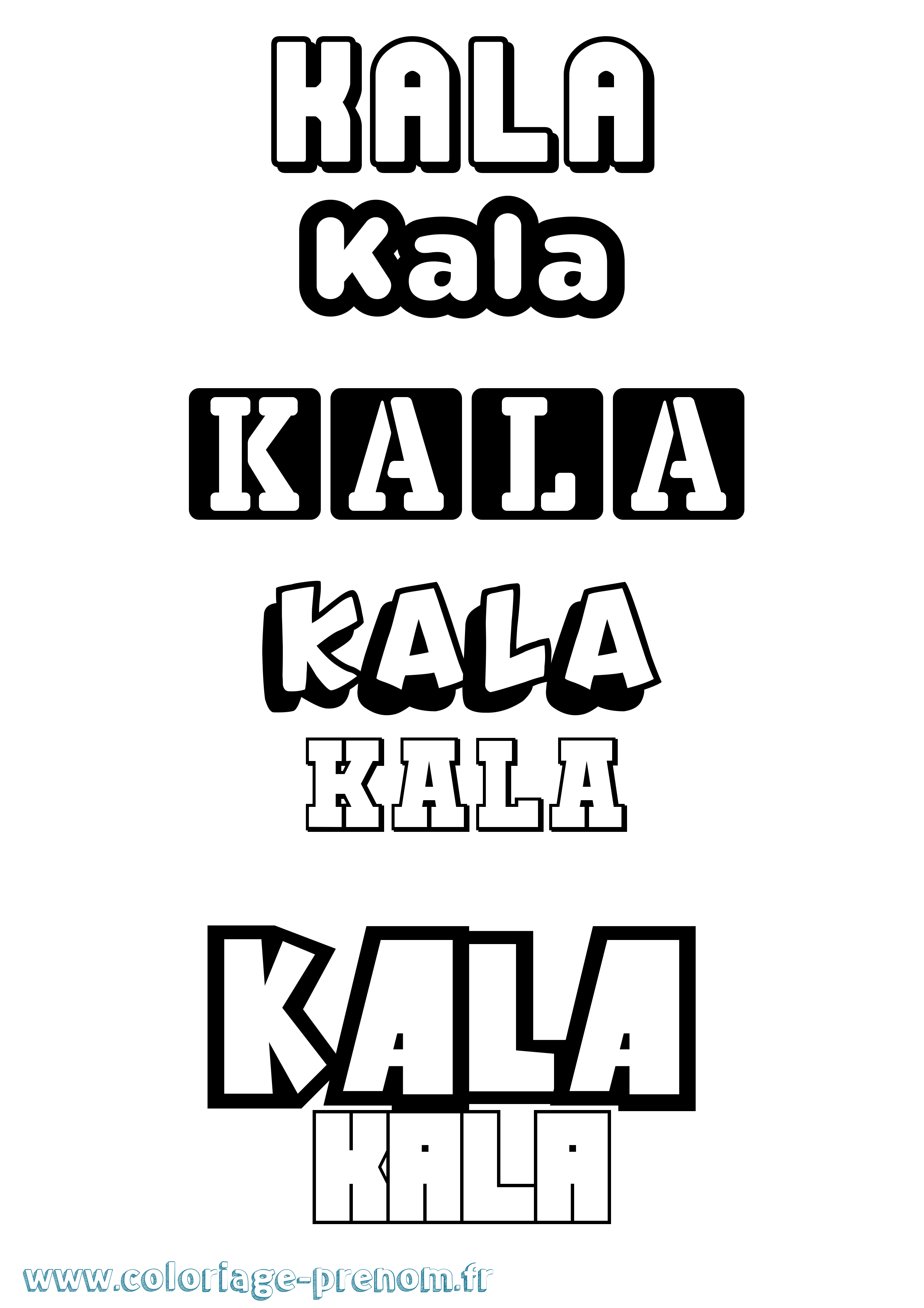Coloriage prénom Kala Simple