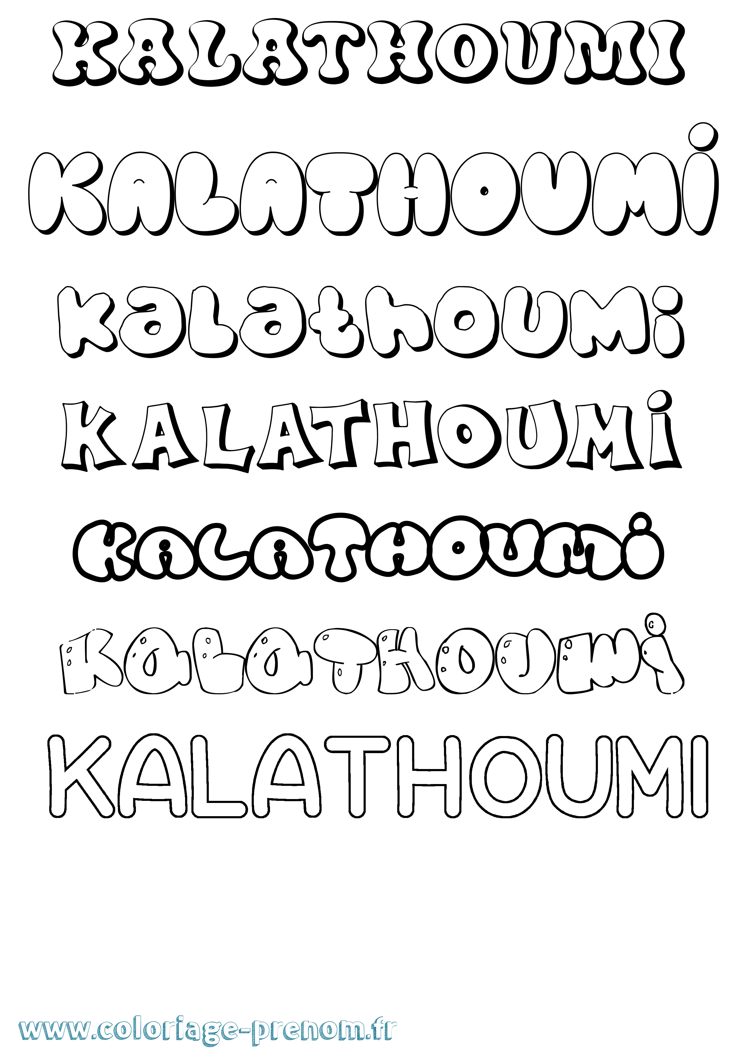 Coloriage Kalathoumi Bubble Coloriage prénom Kalathoumi Bubble