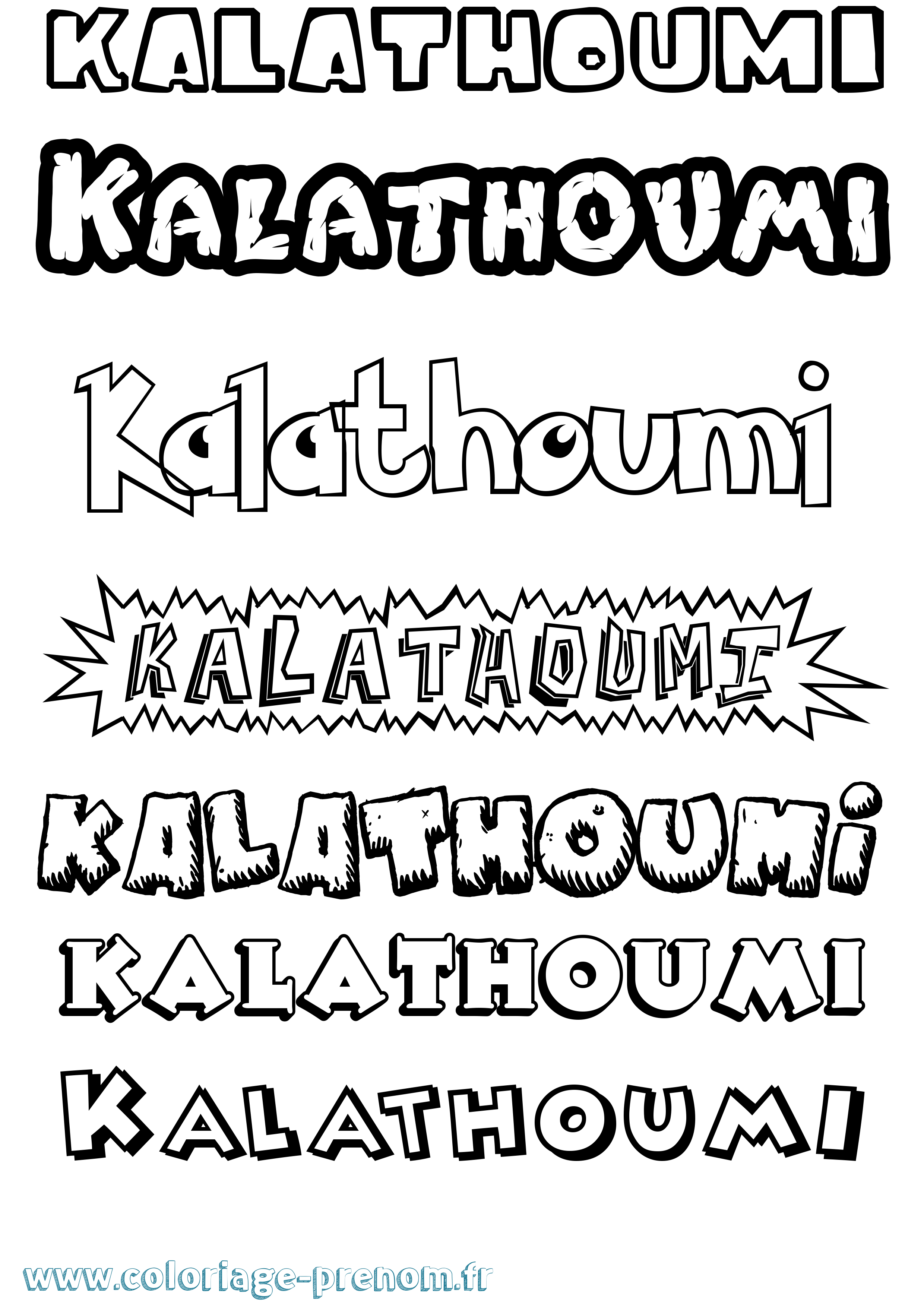 Coloriage prénom Kalathoumi Dessin Animé