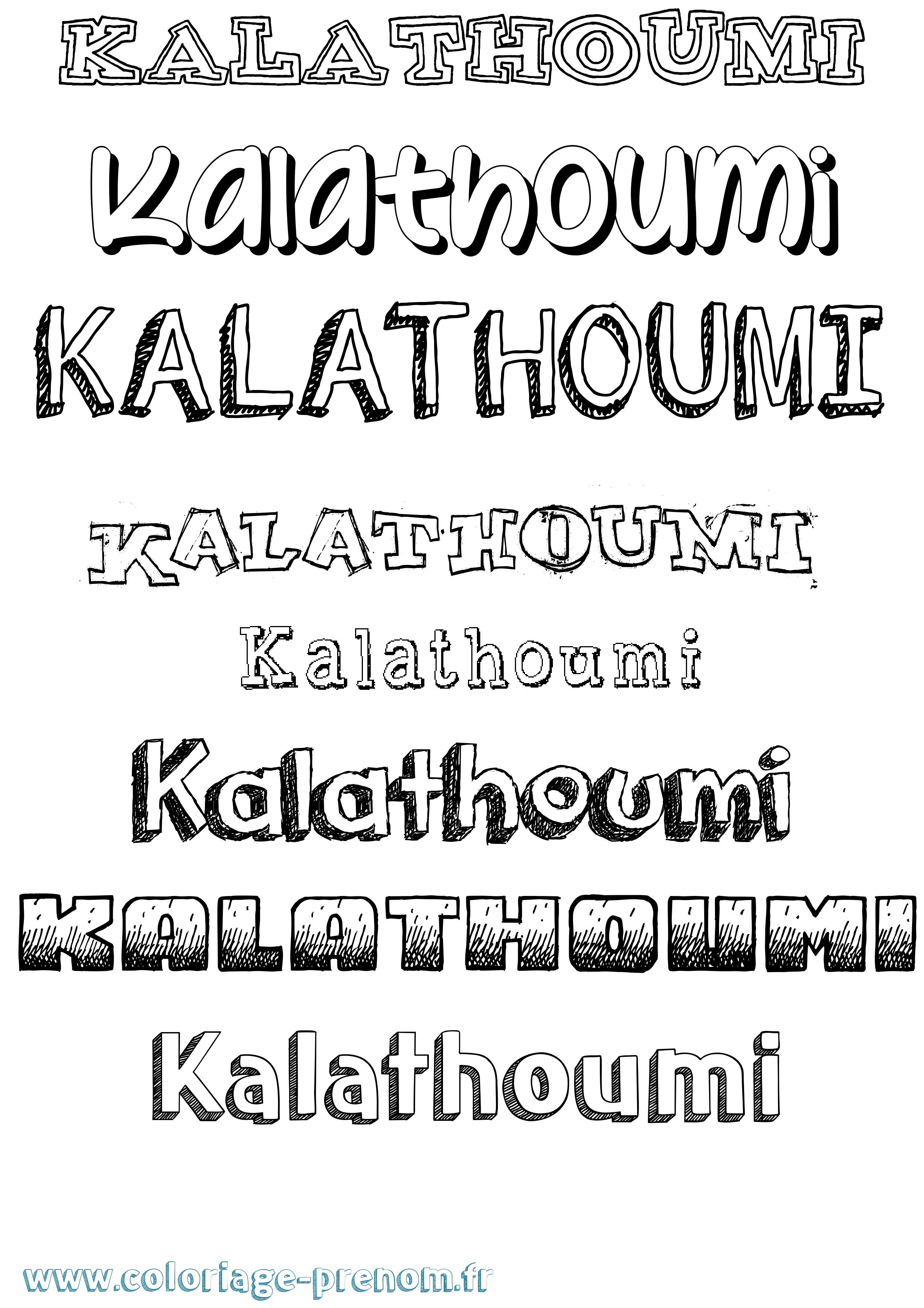 Coloriage prénom Kalathoumi Dessiné