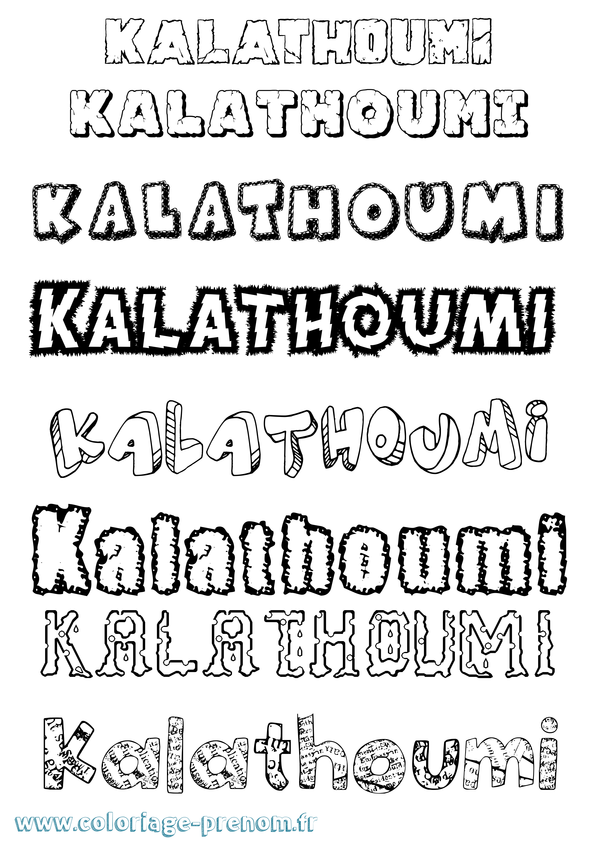 Coloriage Kalathoumi Destructuré Coloriage prénom Kalathoumi Destructuré