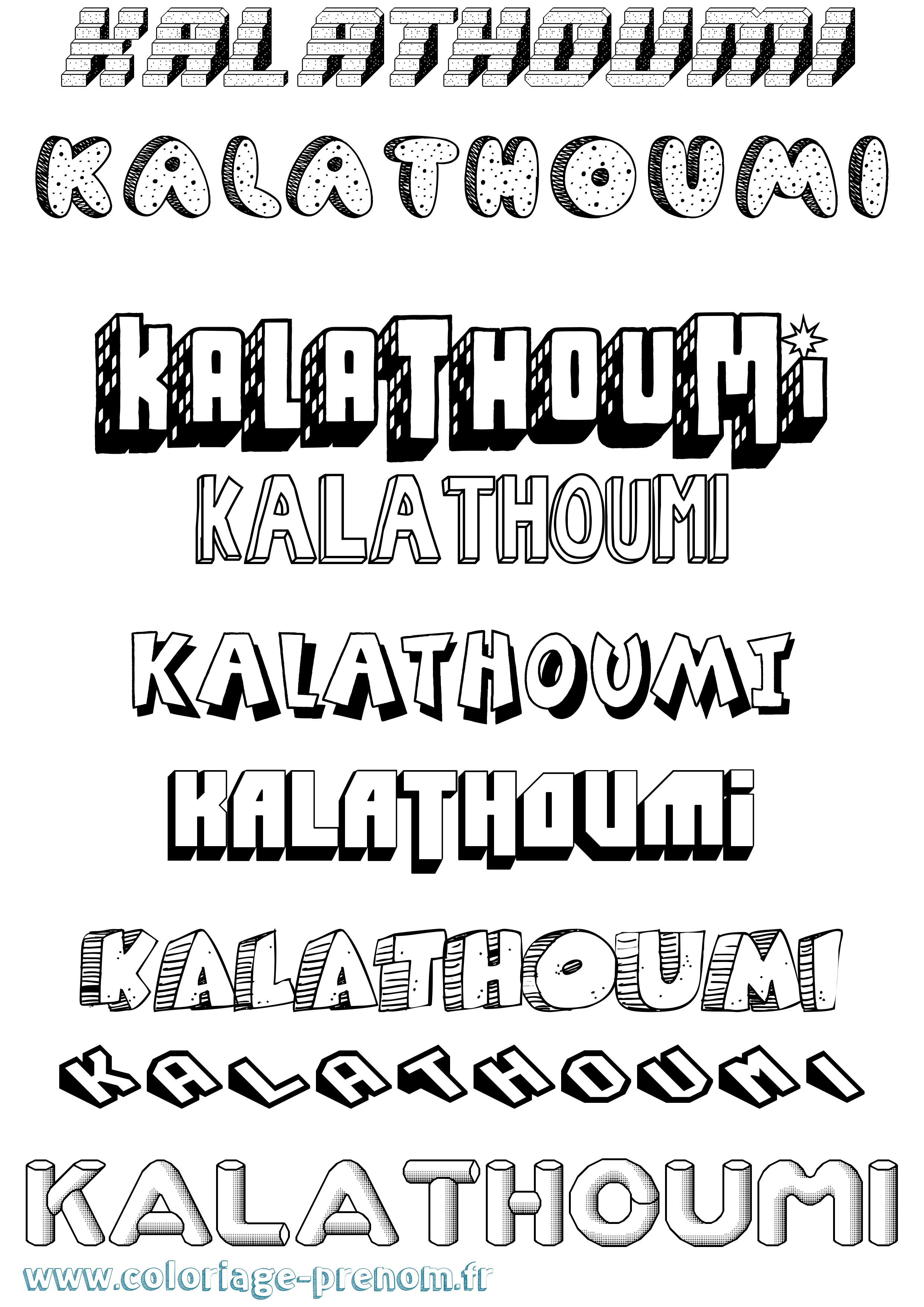Coloriage Kalathoumi Effet 3D Coloriage prénom Kalathoumi Effet 3D
