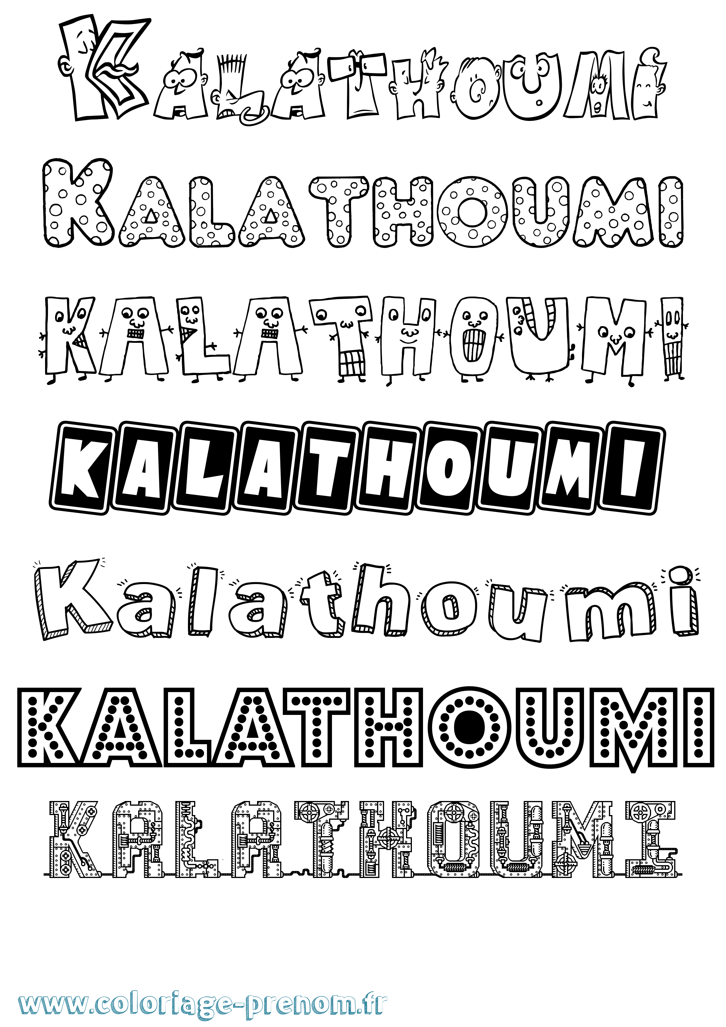 Coloriage prénom Kalathoumi Fun