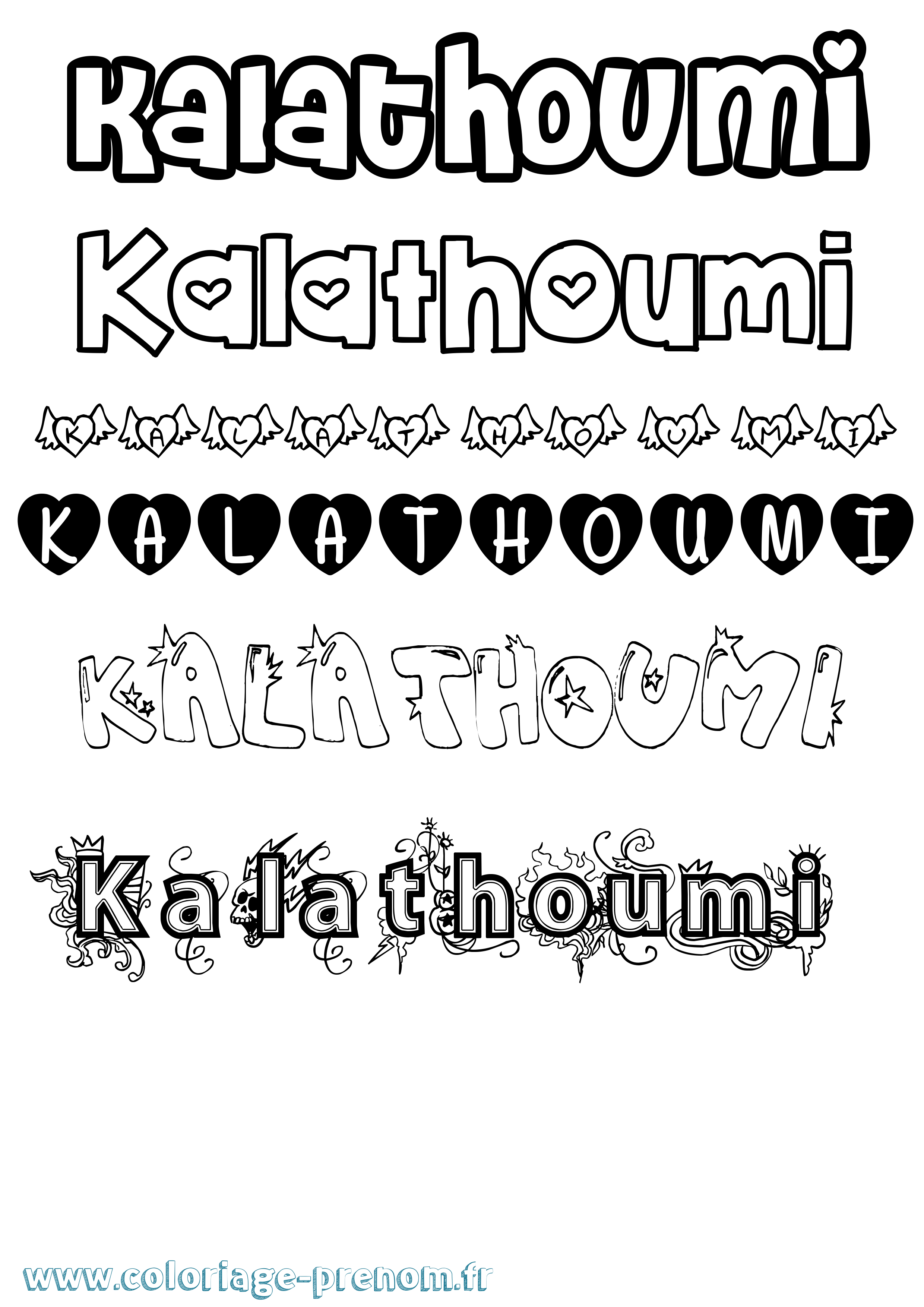 Coloriage prénom Kalathoumi Girly