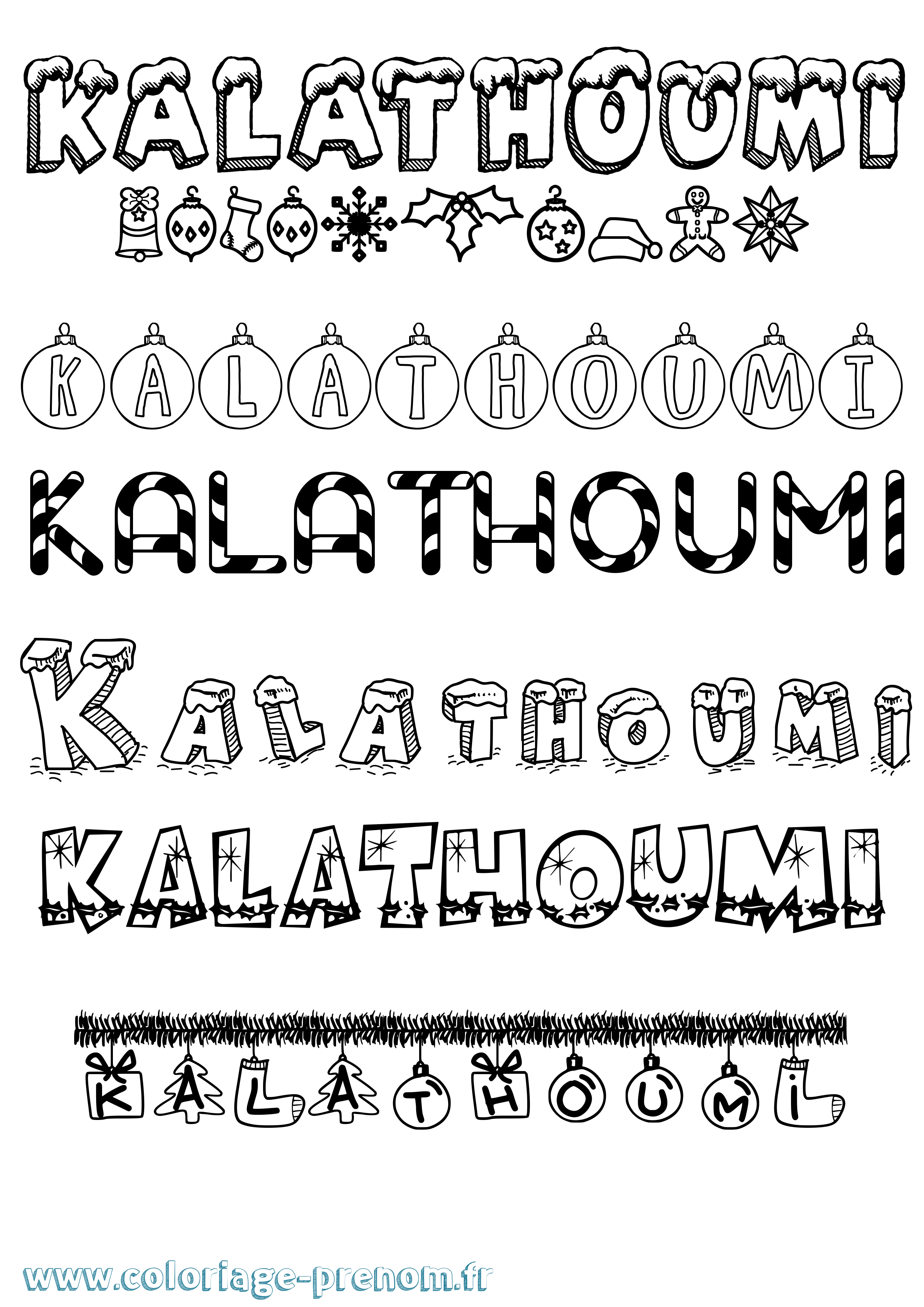 Coloriage Kalathoumi Noël Coloriage prénom Kalathoumi Noël