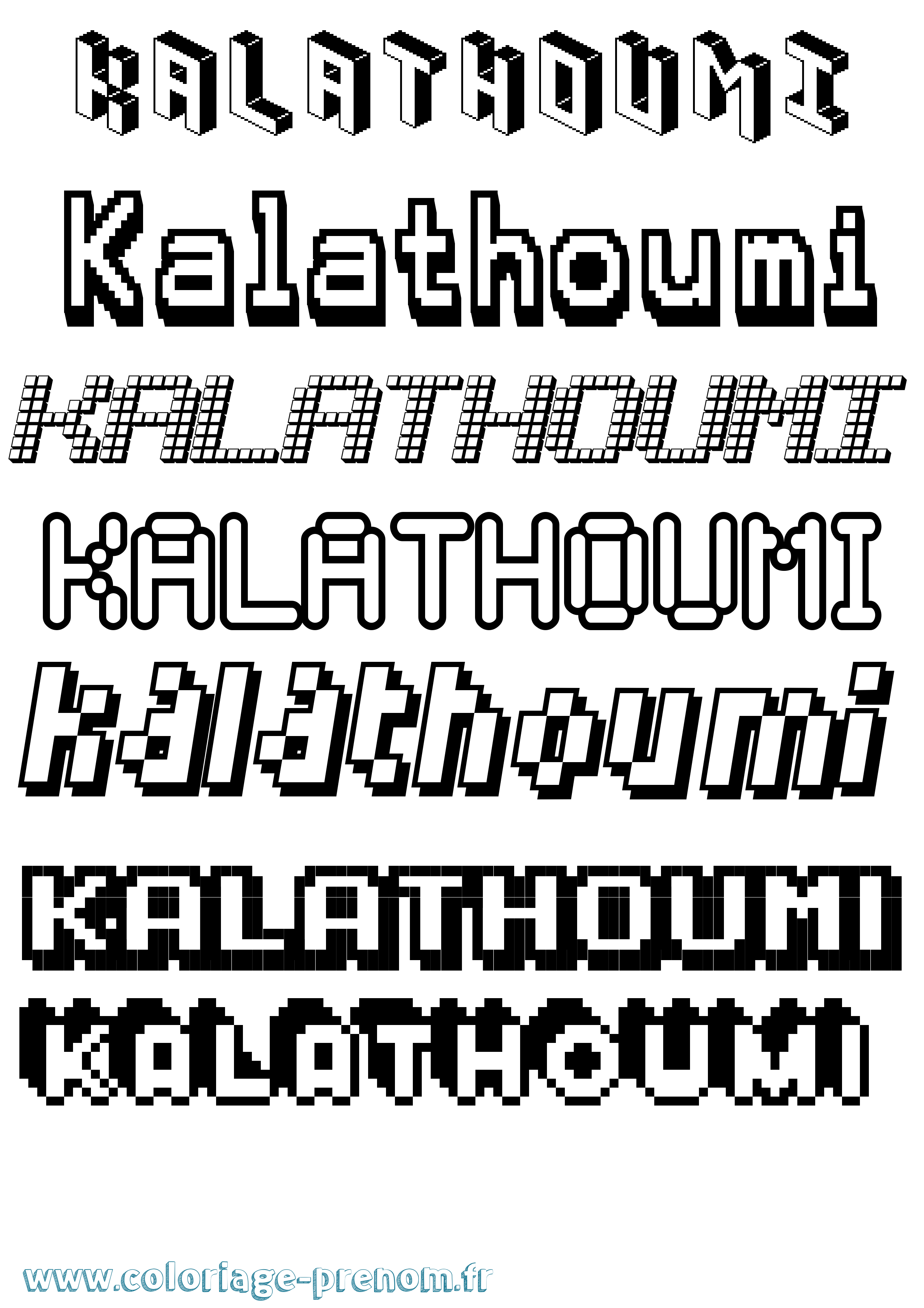 Coloriage prénom Kalathoumi Pixel