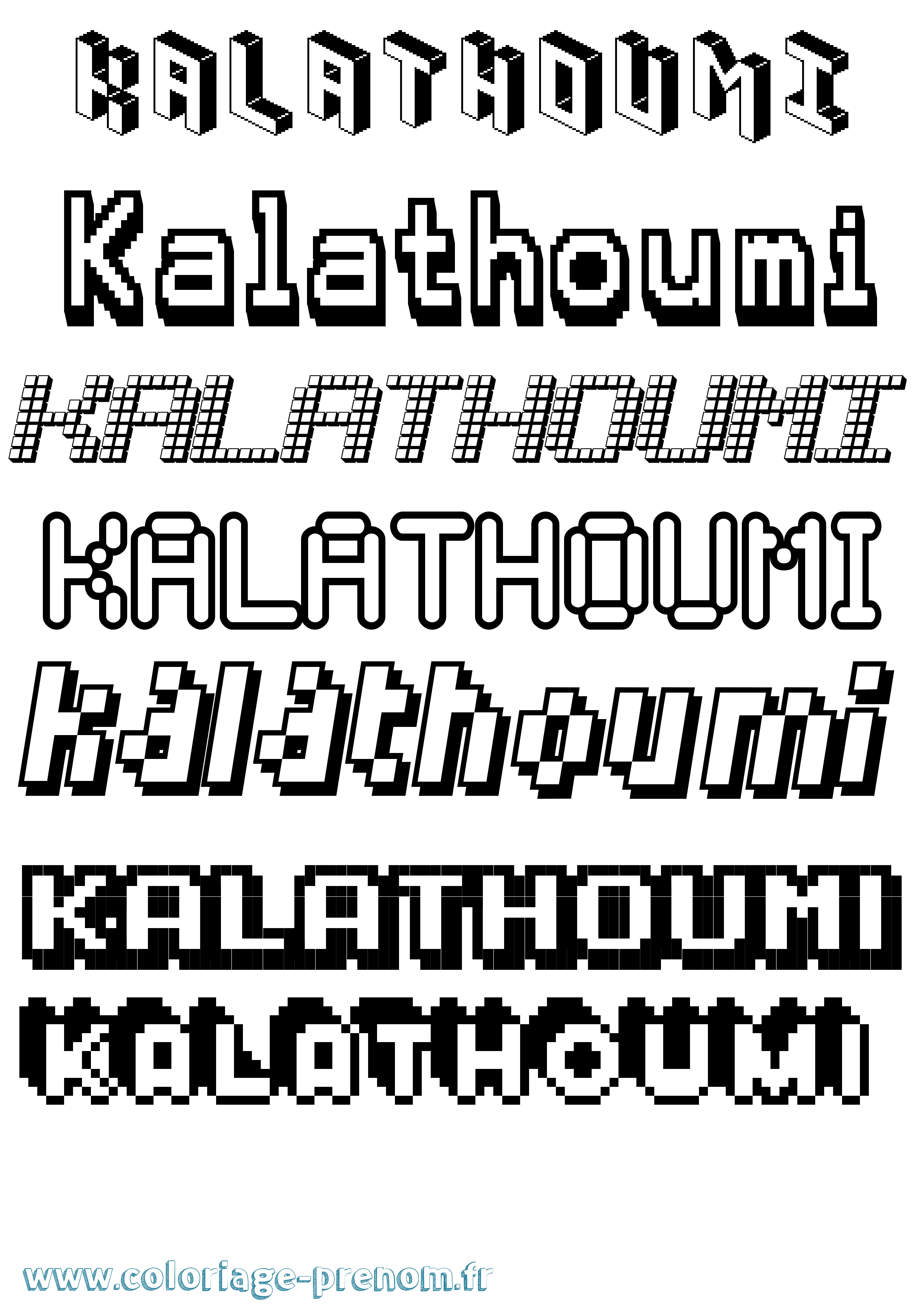 Coloriage Kalathoumi Pixel Coloriage prénom Kalathoumi Pixel