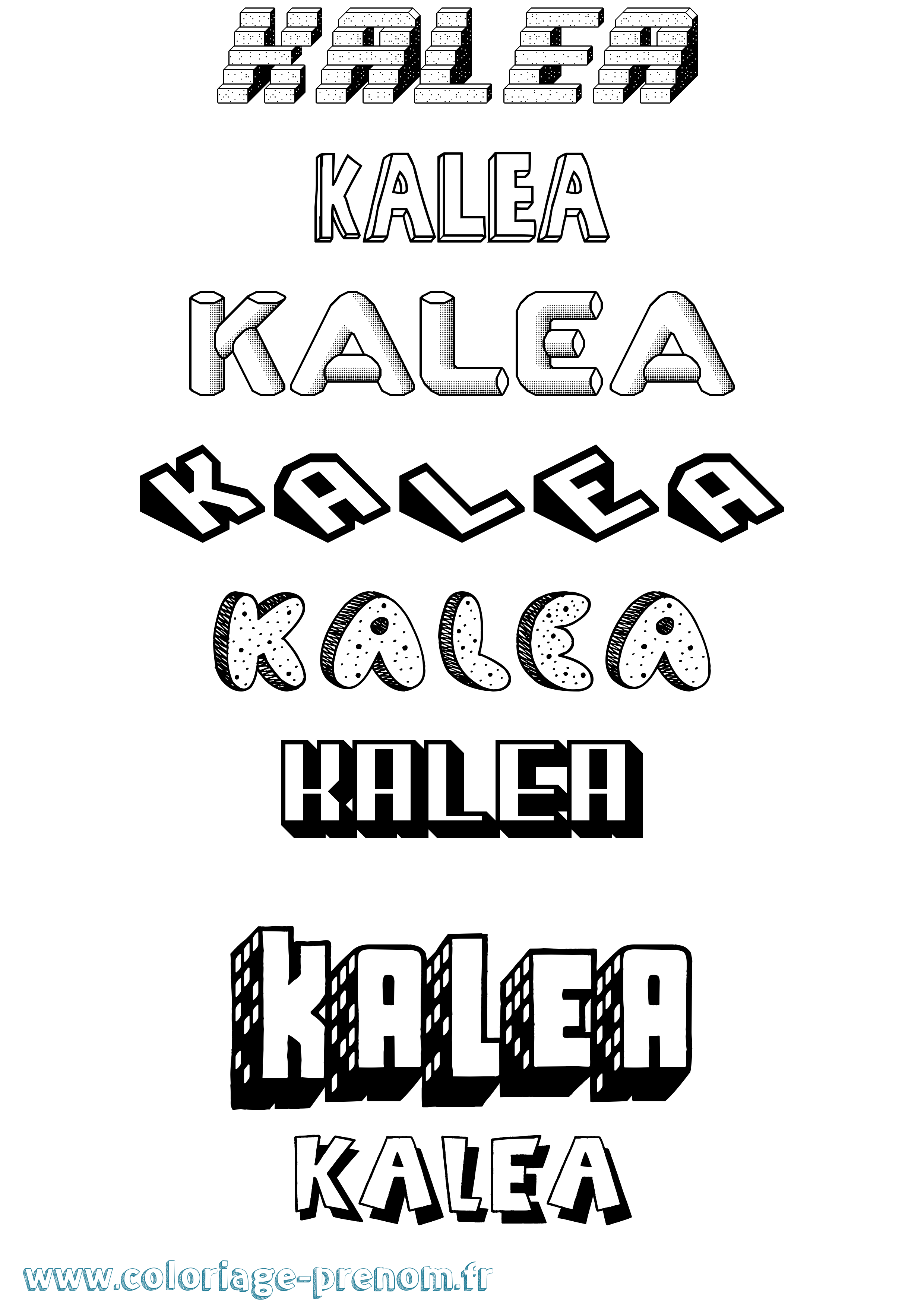 Coloriage prénom Kalea Effet 3D