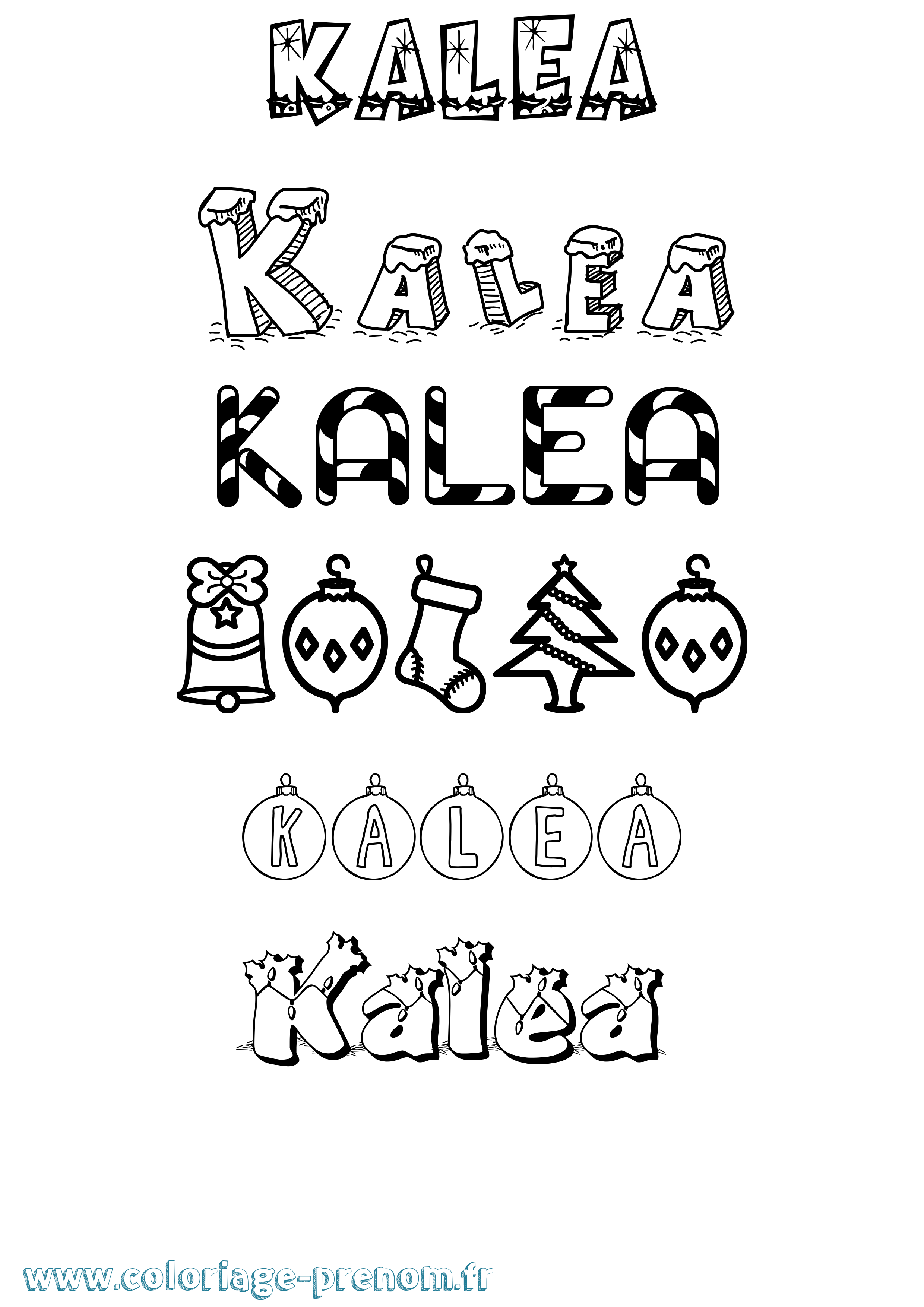 Coloriage prénom Kalea Noël