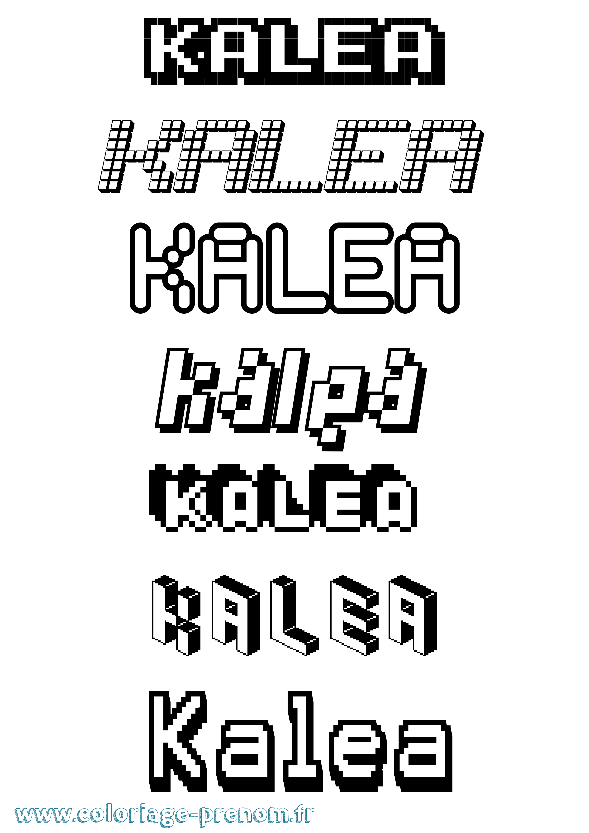 Coloriage prénom Kalea Pixel