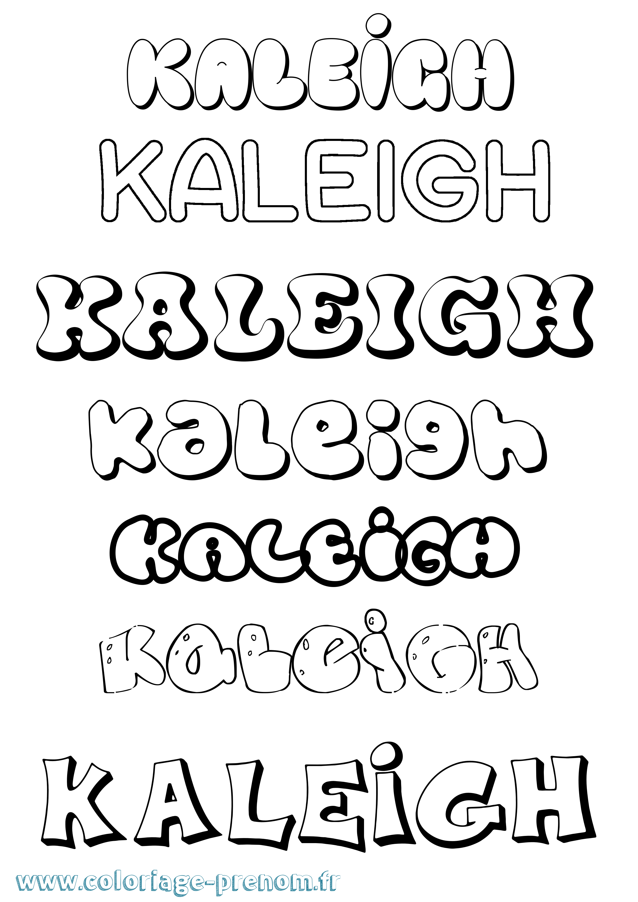 Coloriage prénom Kaleigh Bubble