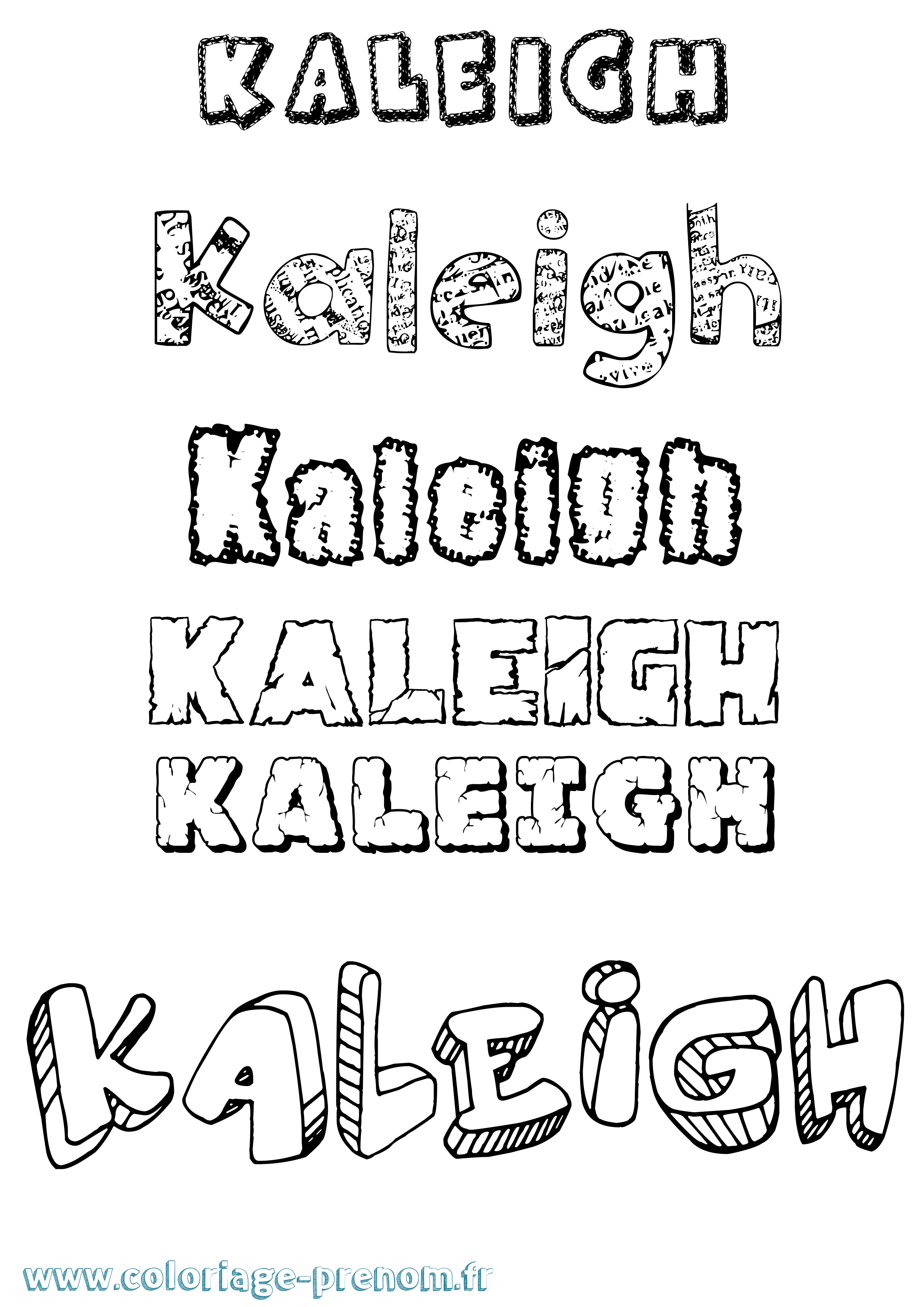 Coloriage prénom Kaleigh Destructuré