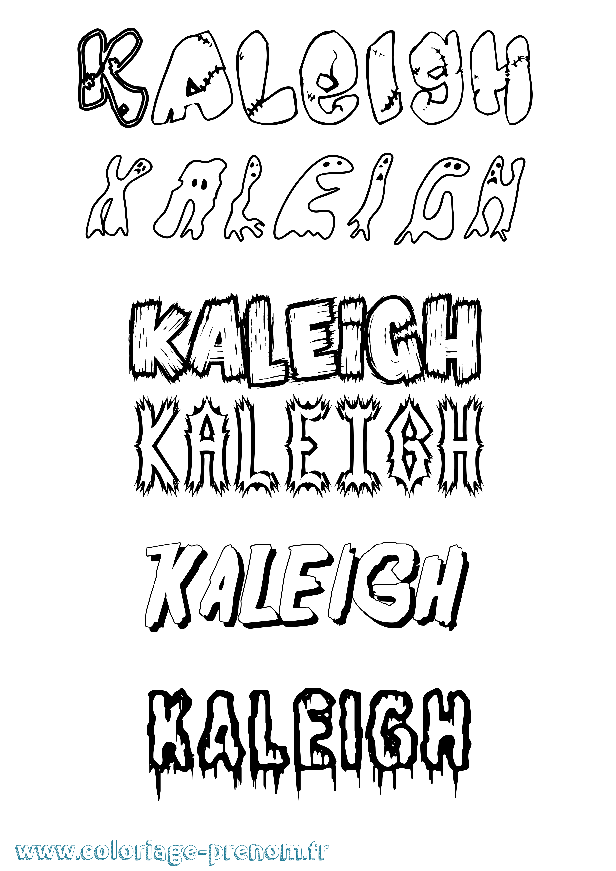 Coloriage prénom Kaleigh Frisson