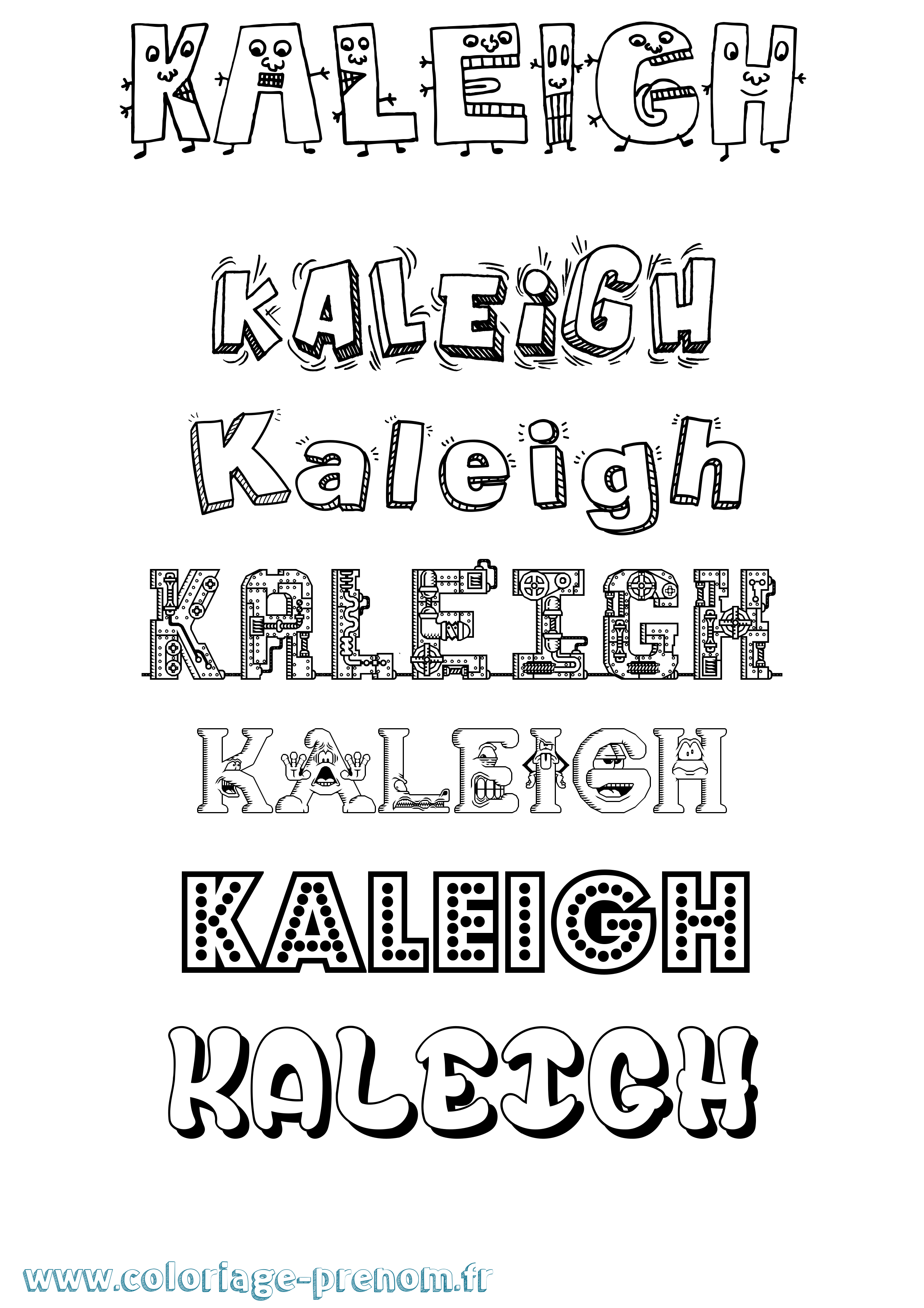 Coloriage prénom Kaleigh Fun