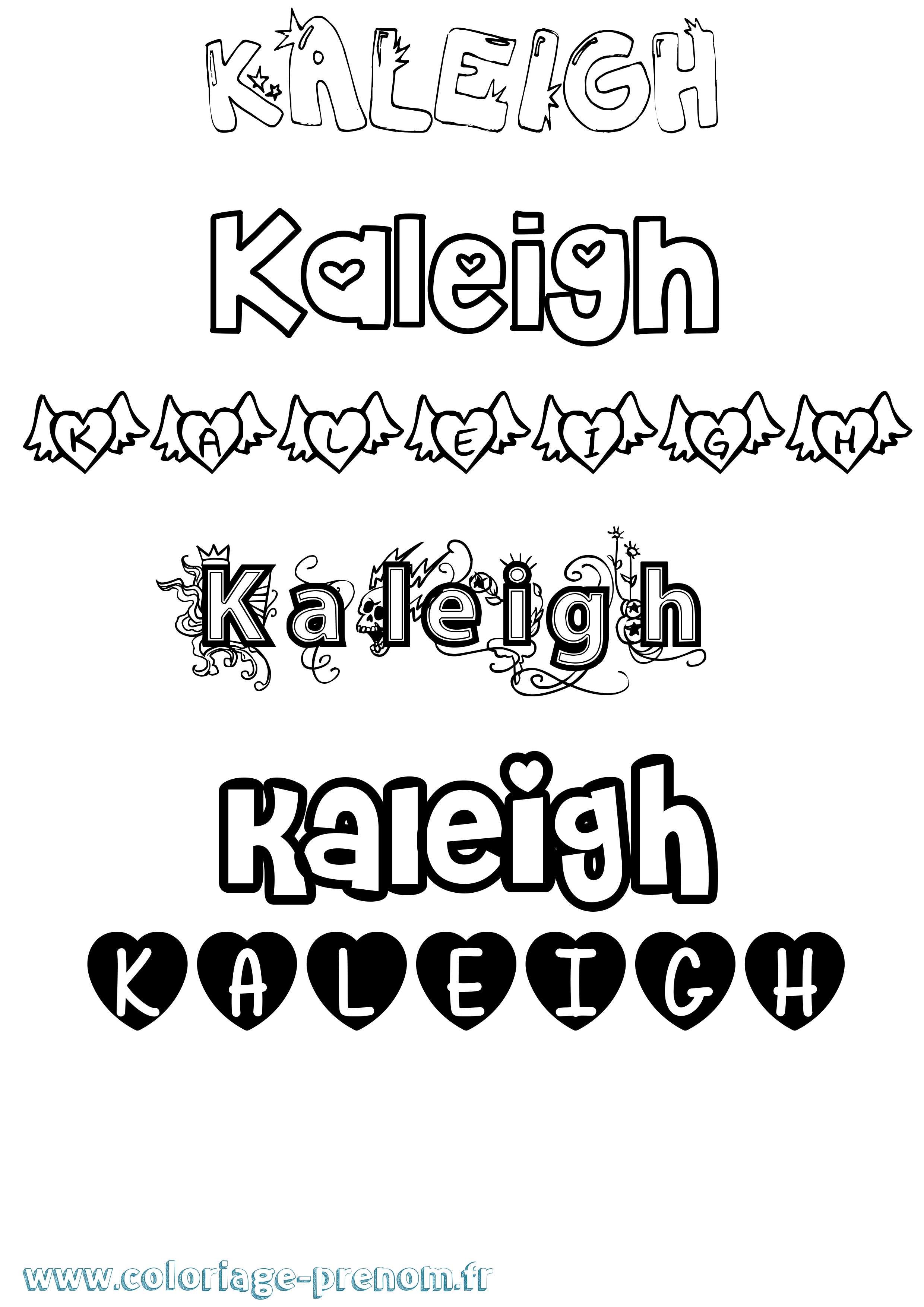 Coloriage prénom Kaleigh Girly