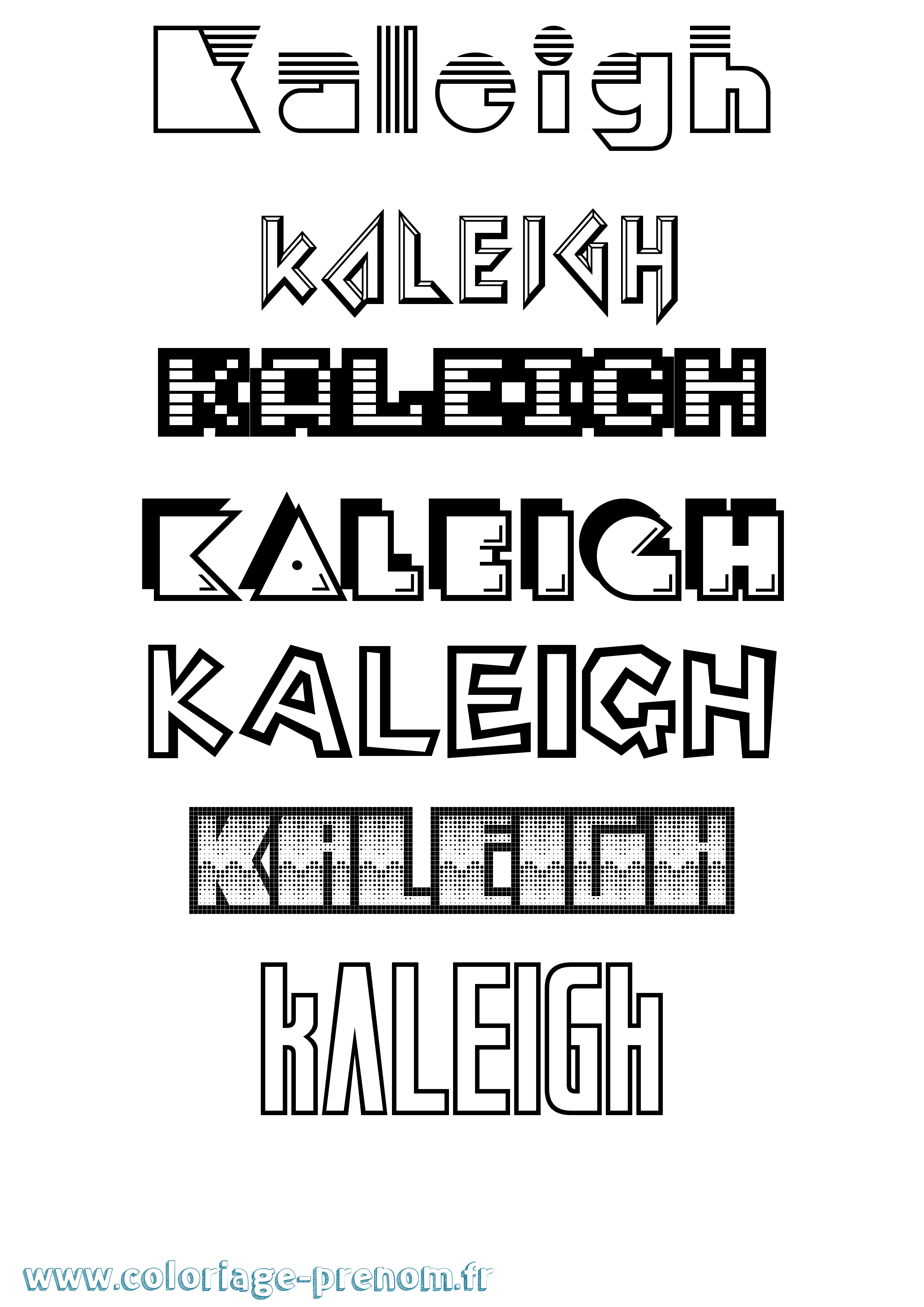 Coloriage prénom Kaleigh Jeux Vidéos