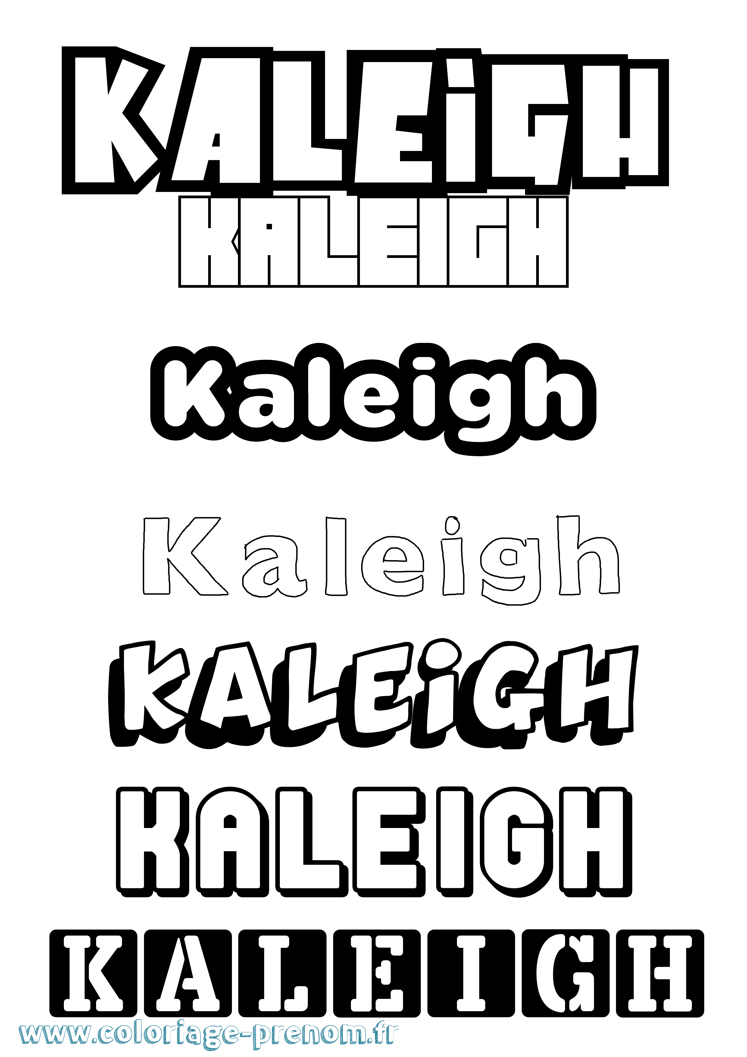 Coloriage prénom Kaleigh Simple