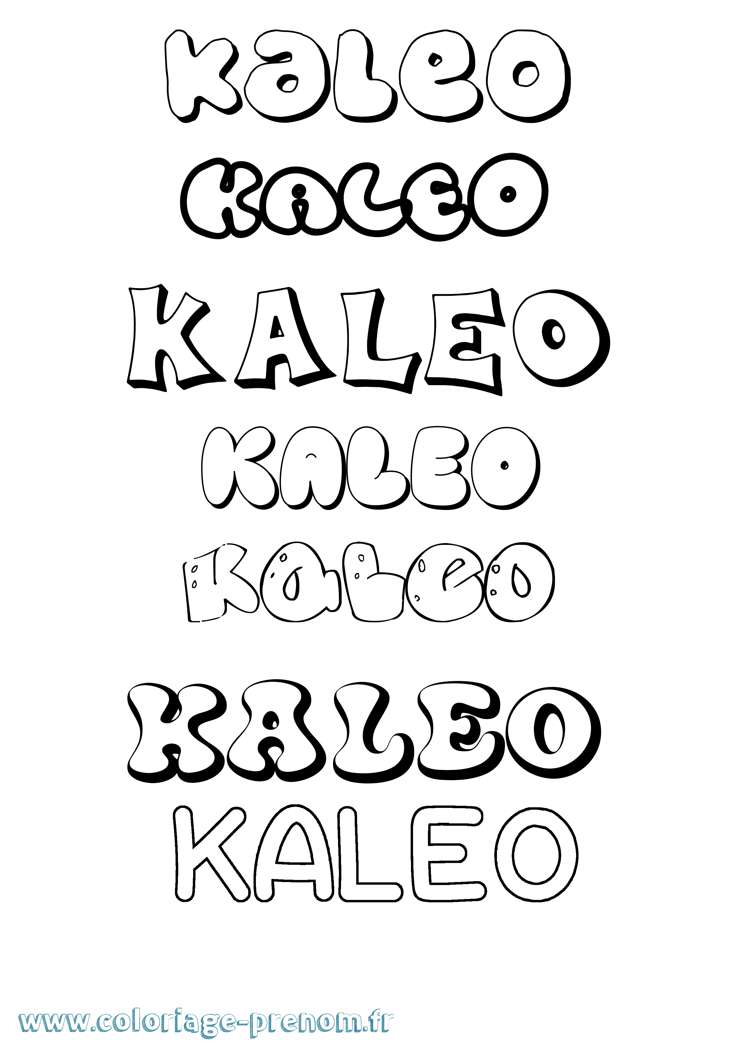 Coloriage prénom Kaleo Bubble
