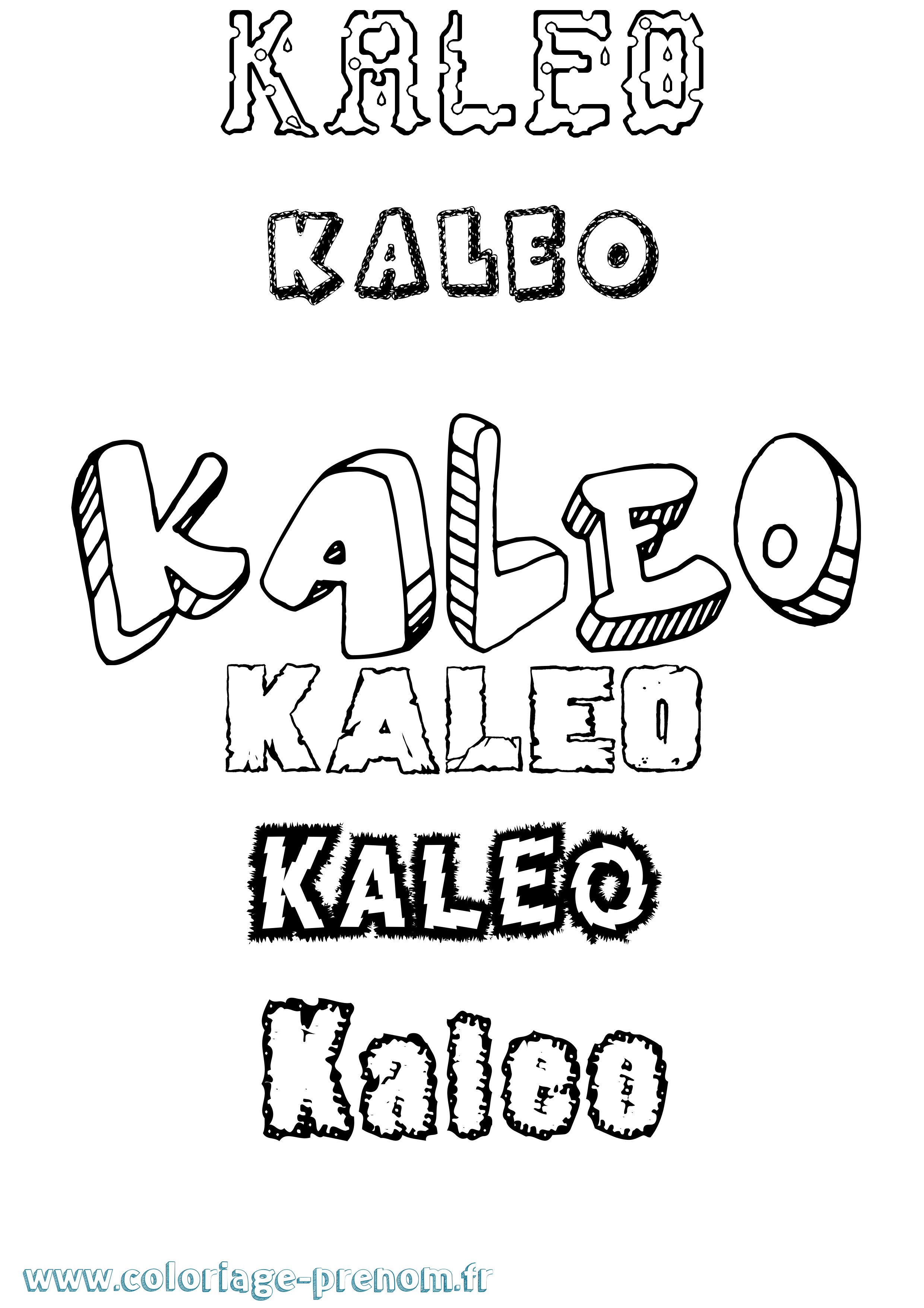 Coloriage prénom Kaleo Destructuré