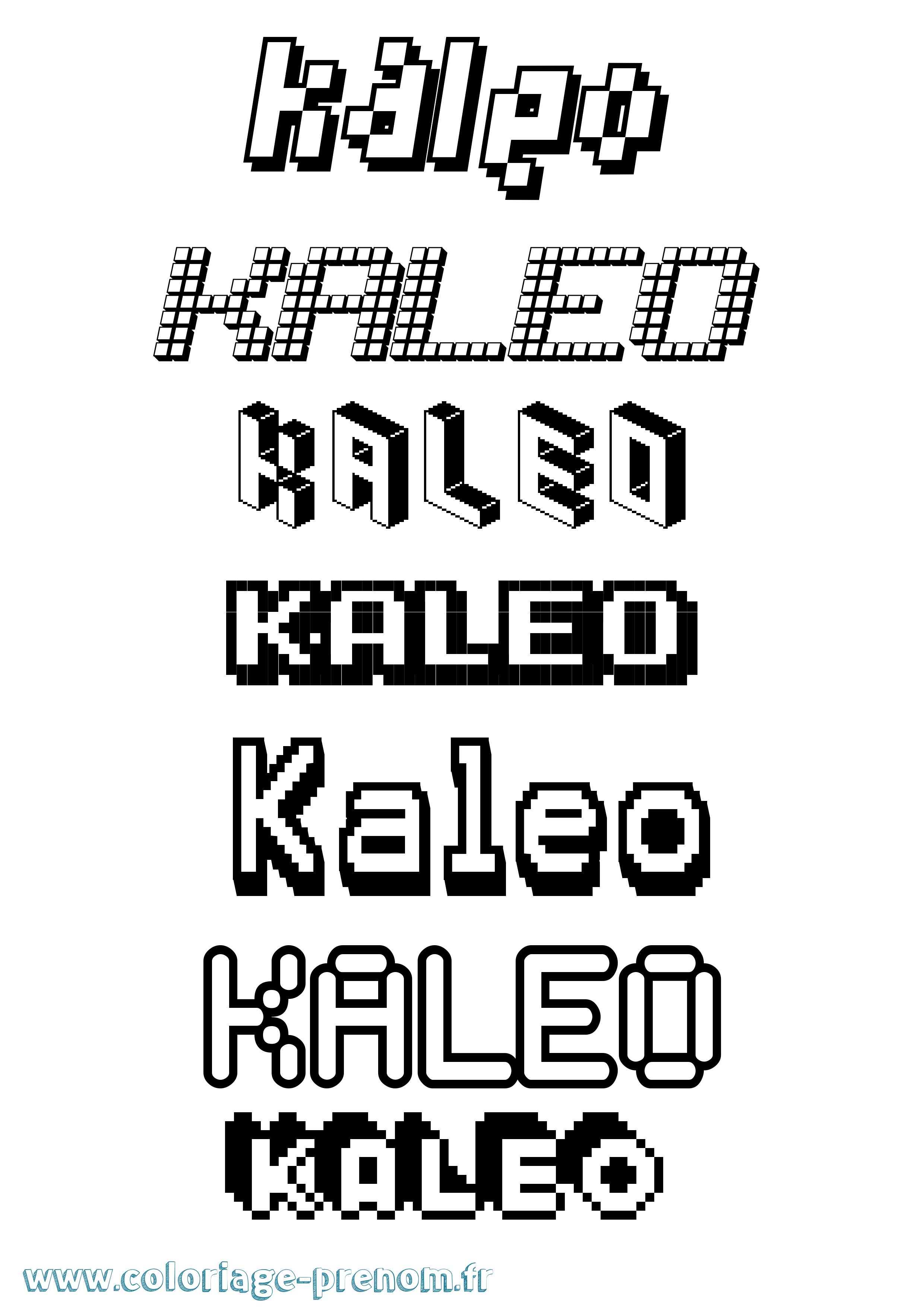 Coloriage prénom Kaleo Pixel