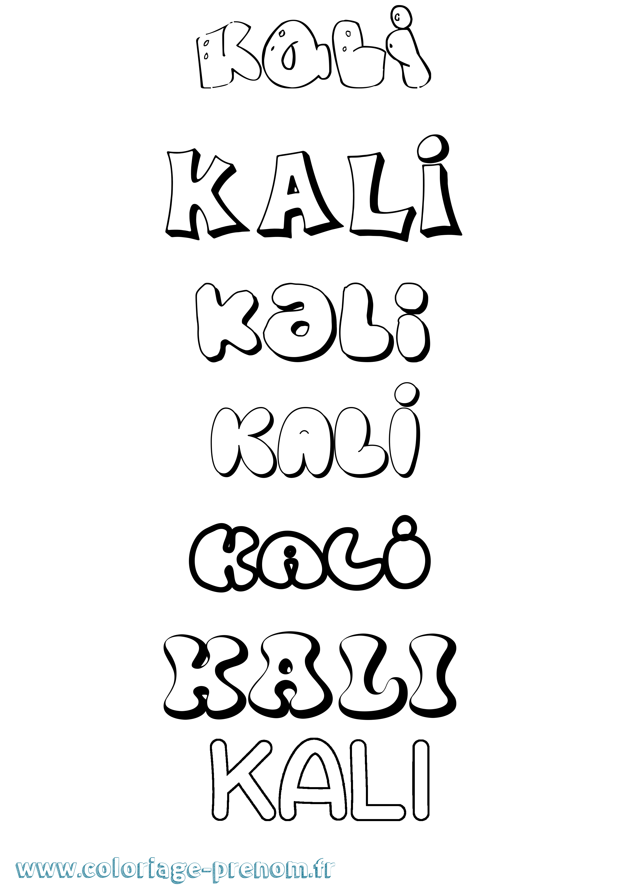 Coloriage prénom Kali Bubble