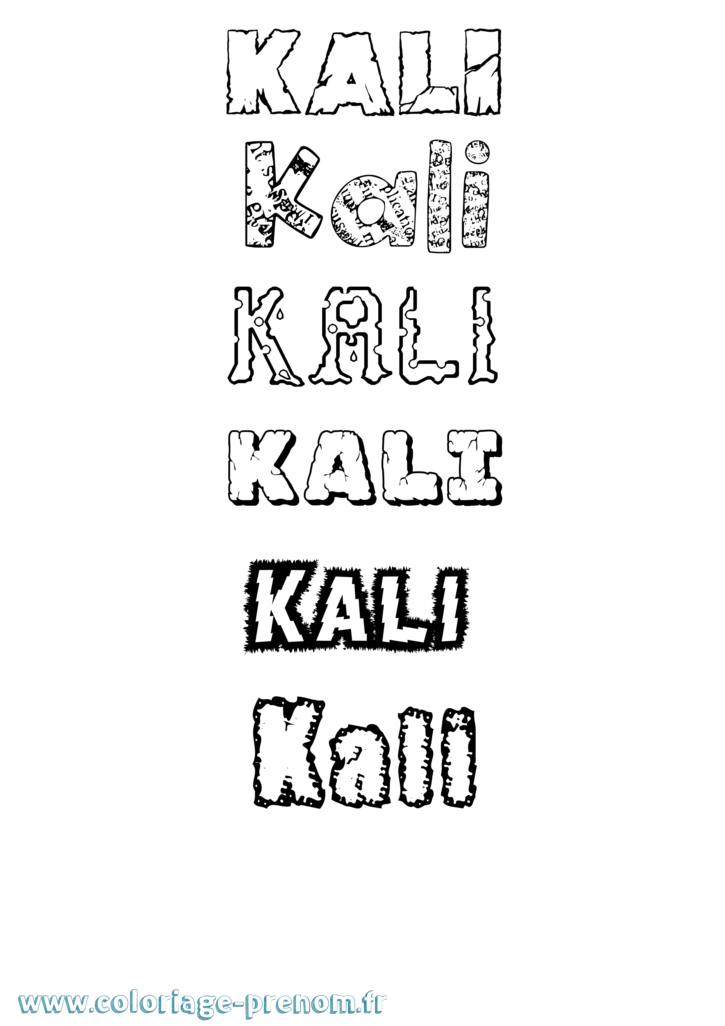 Coloriage prénom Kali Destructuré