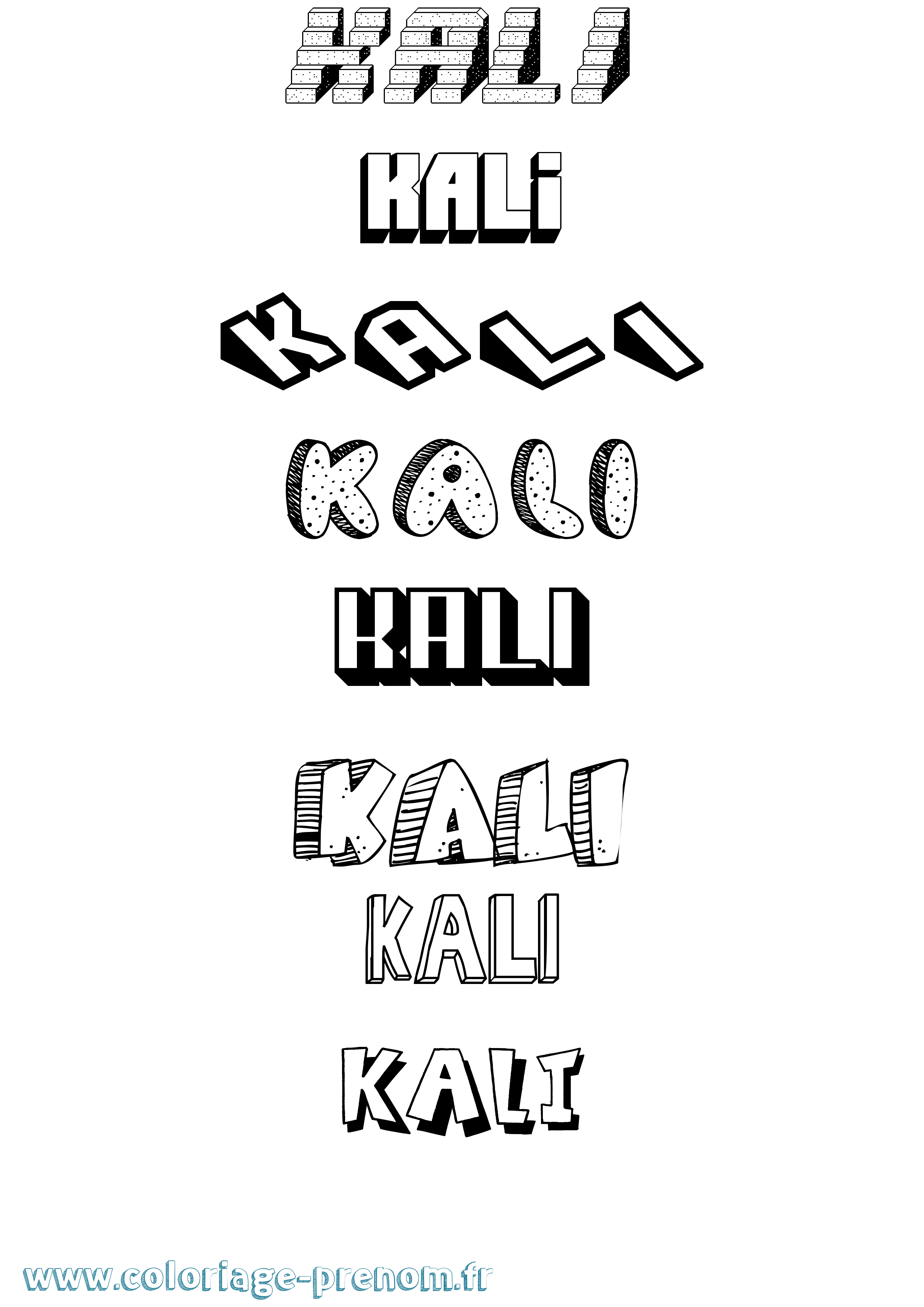 Coloriage prénom Kali Effet 3D