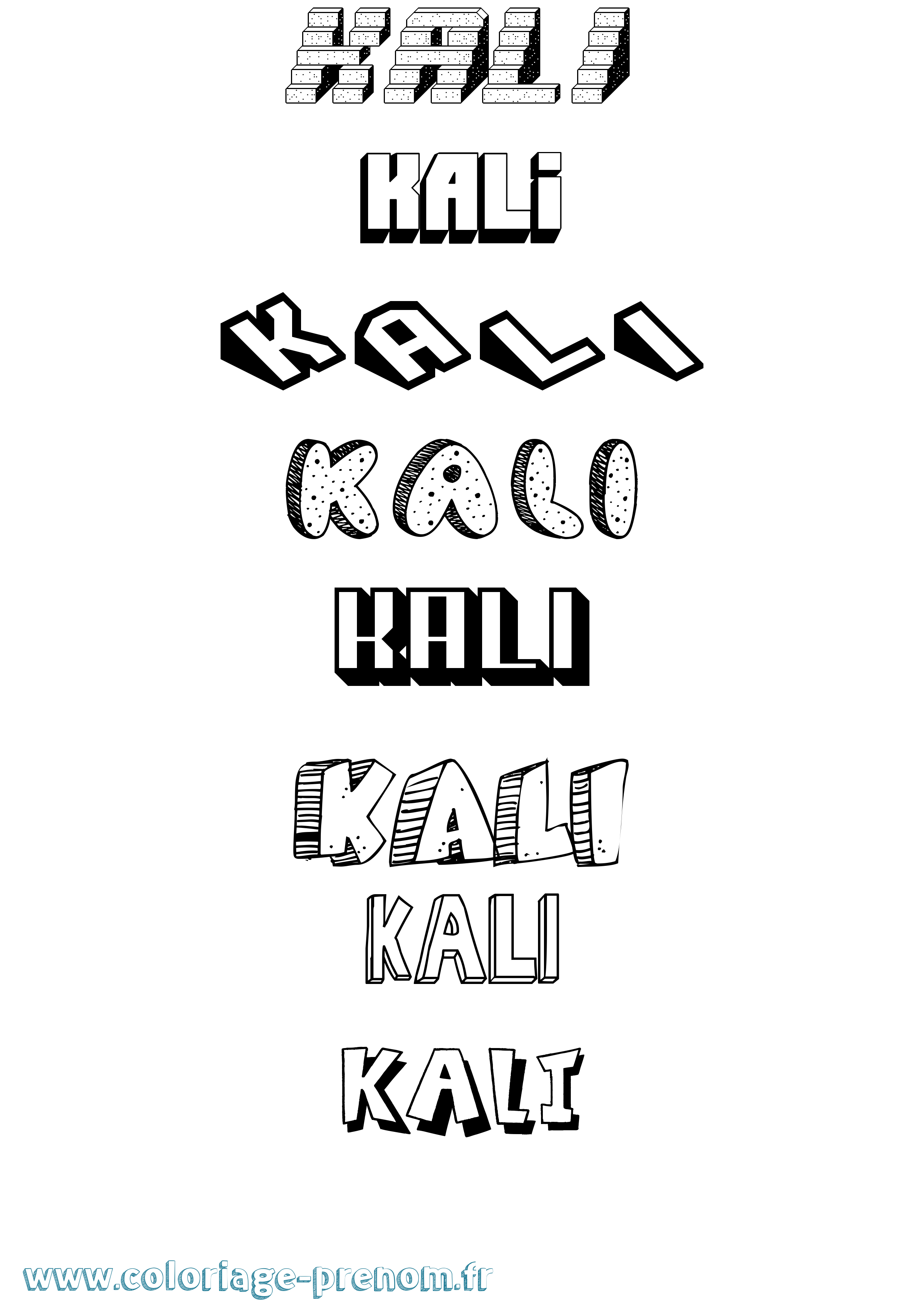 Coloriage Kali Effet 3D Coloriage prénom Kali Effet 3D
