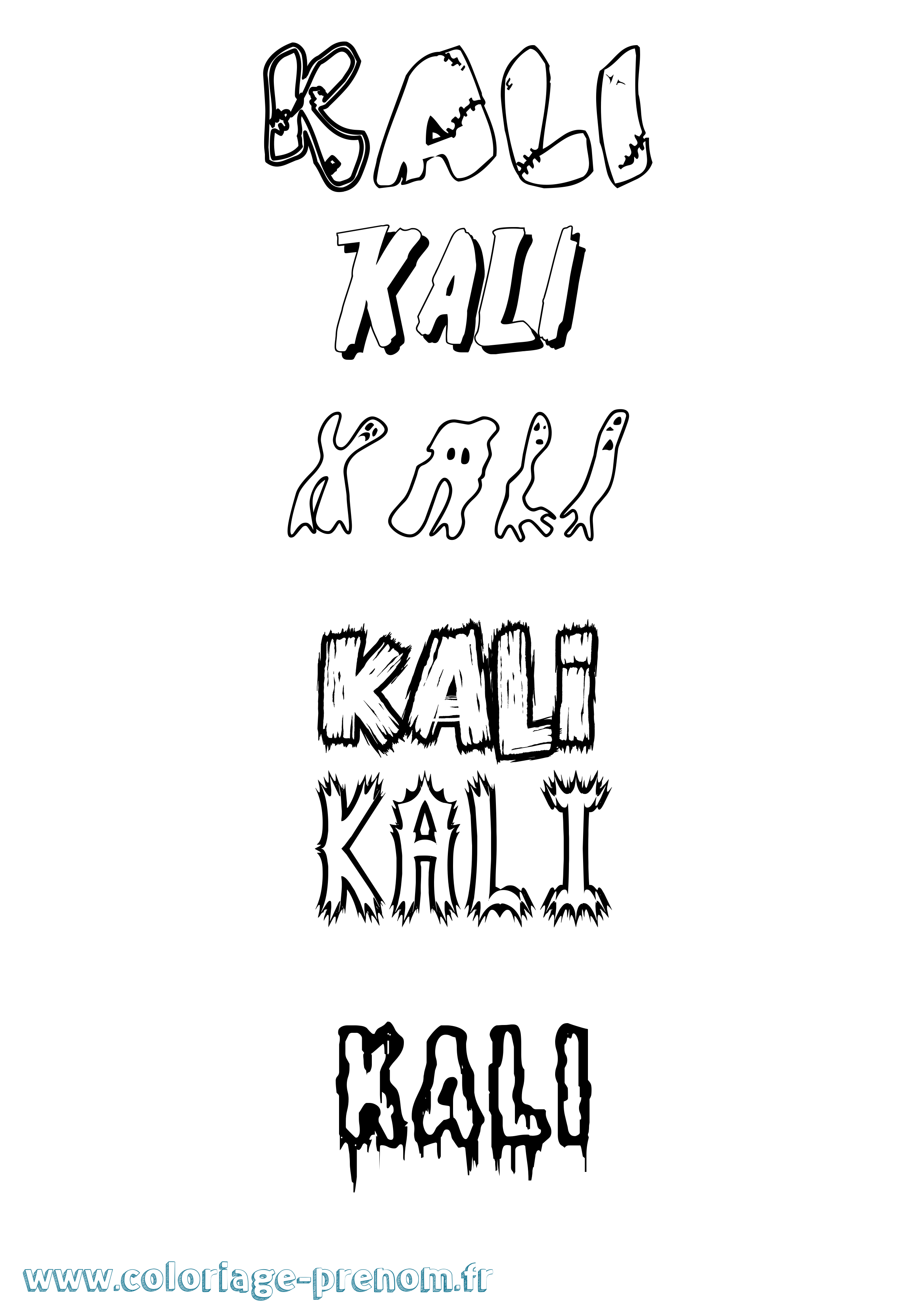Coloriage Kali Frisson Coloriage prénom Kali Frisson