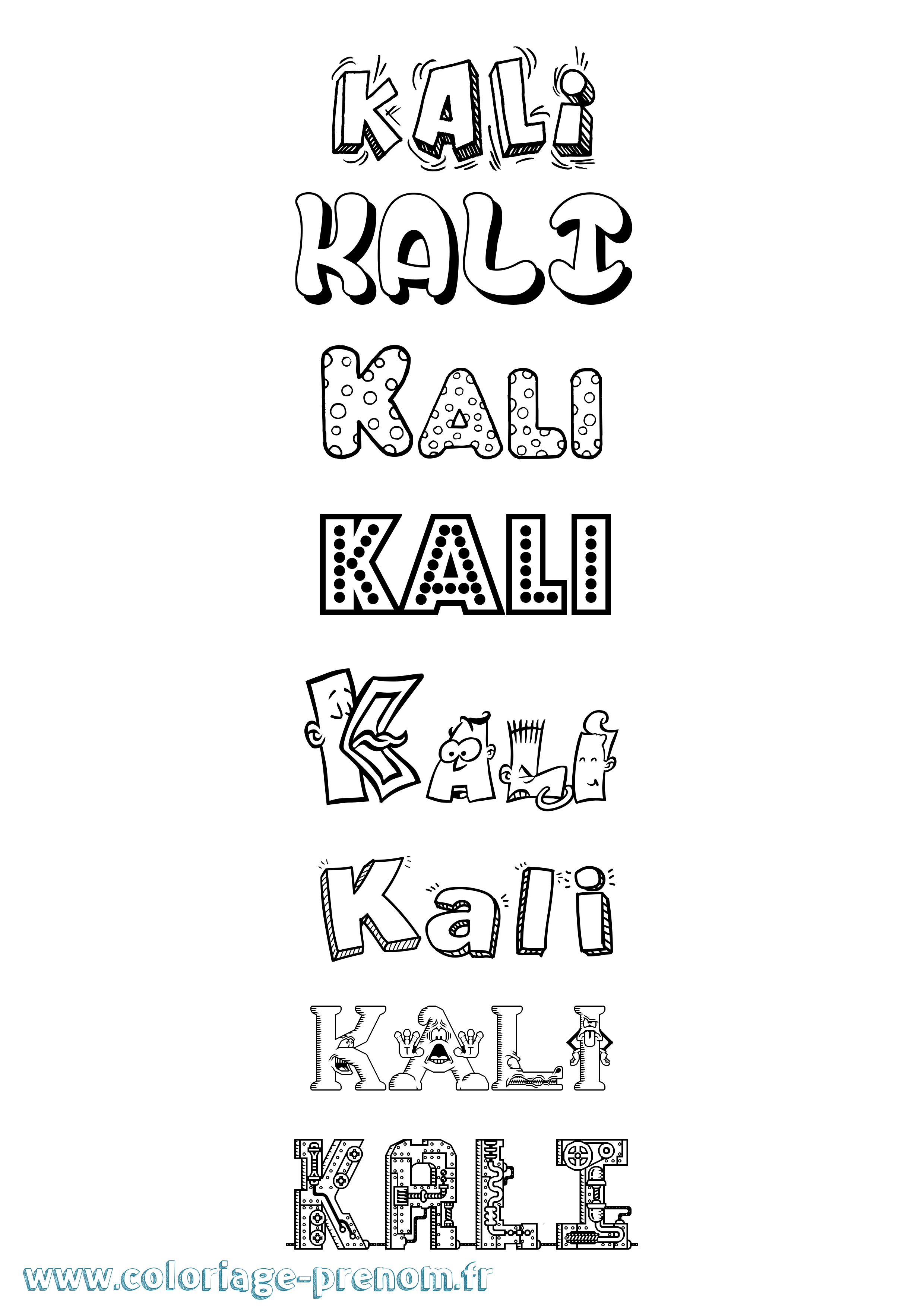 Coloriage prénom Kali Fun