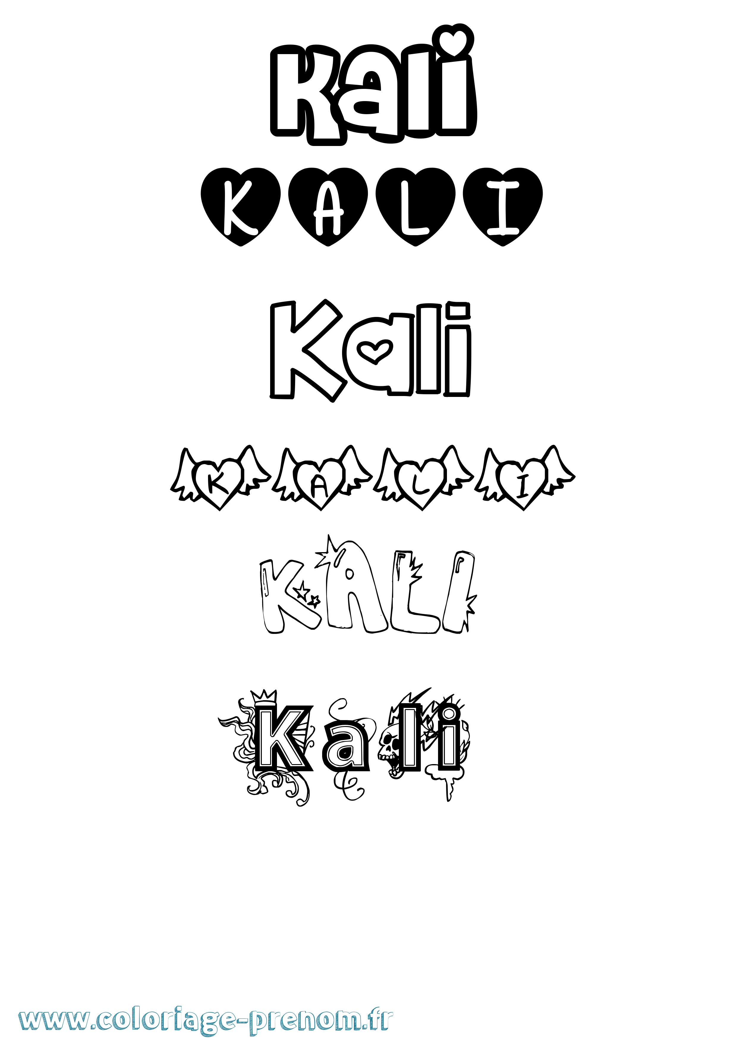 Coloriage Kali Girly Coloriage prénom Kali Girly