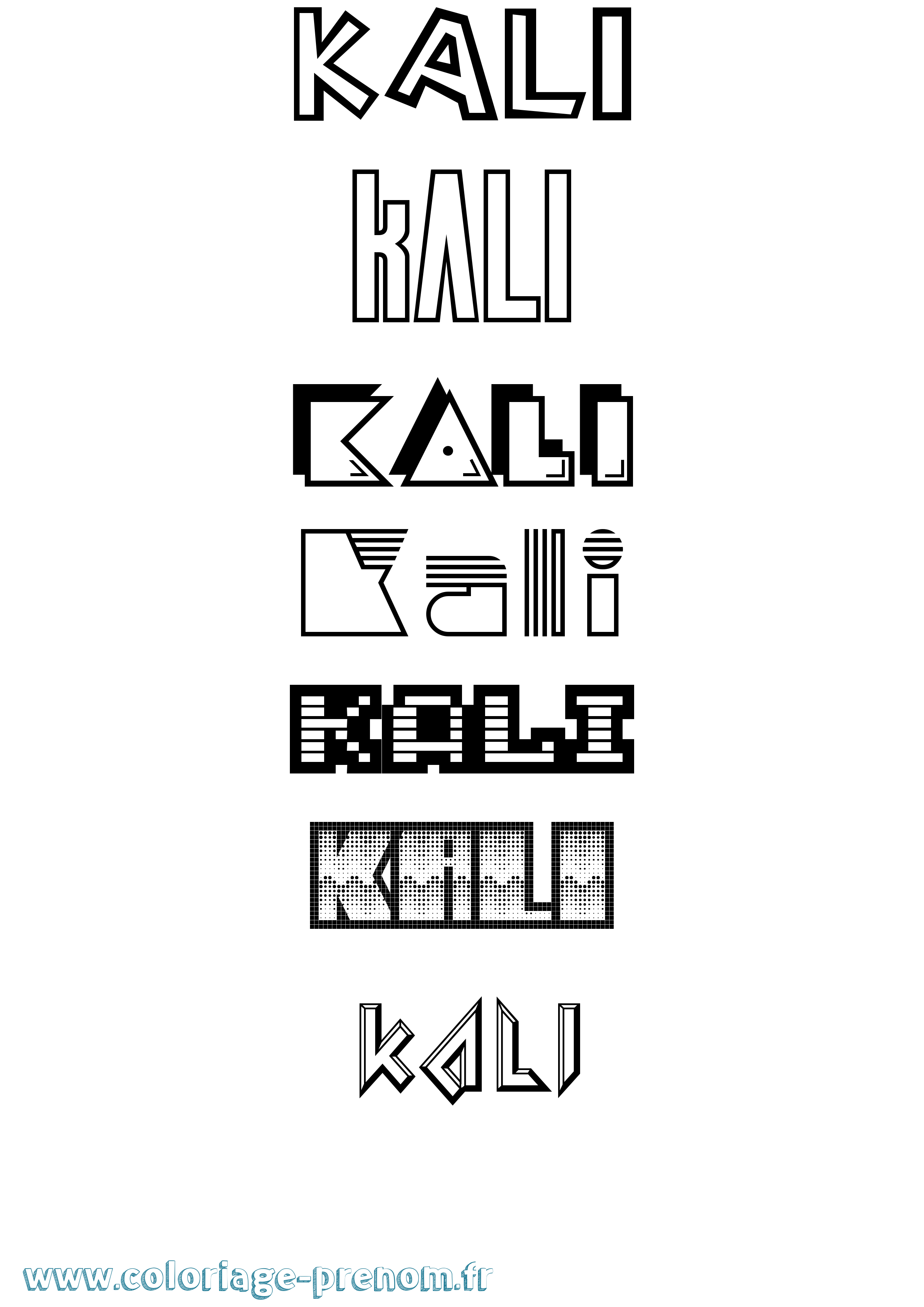 Coloriage prénom Kali Jeux Vidéos