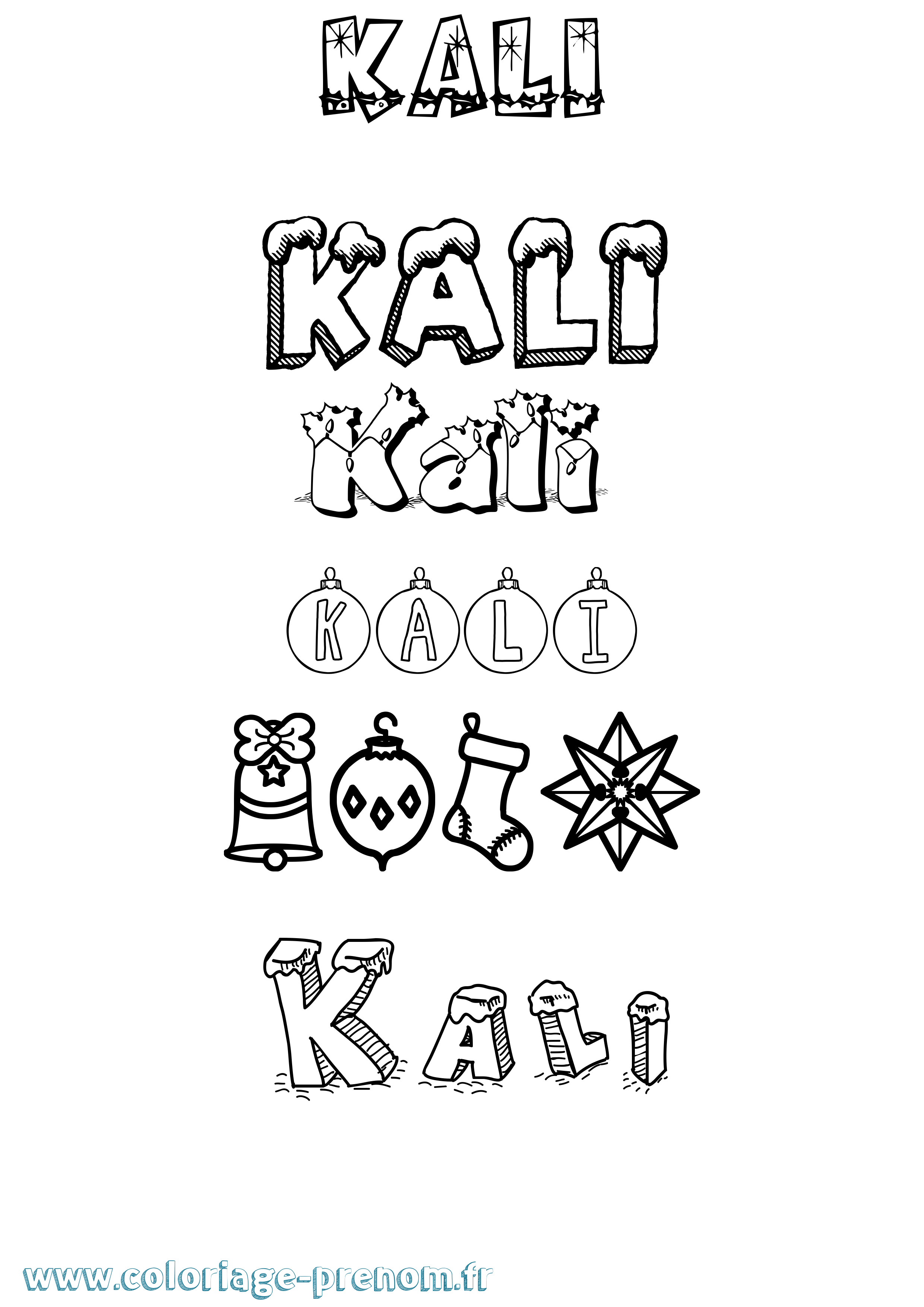 Coloriage Kali Noël Coloriage prénom Kali Noël