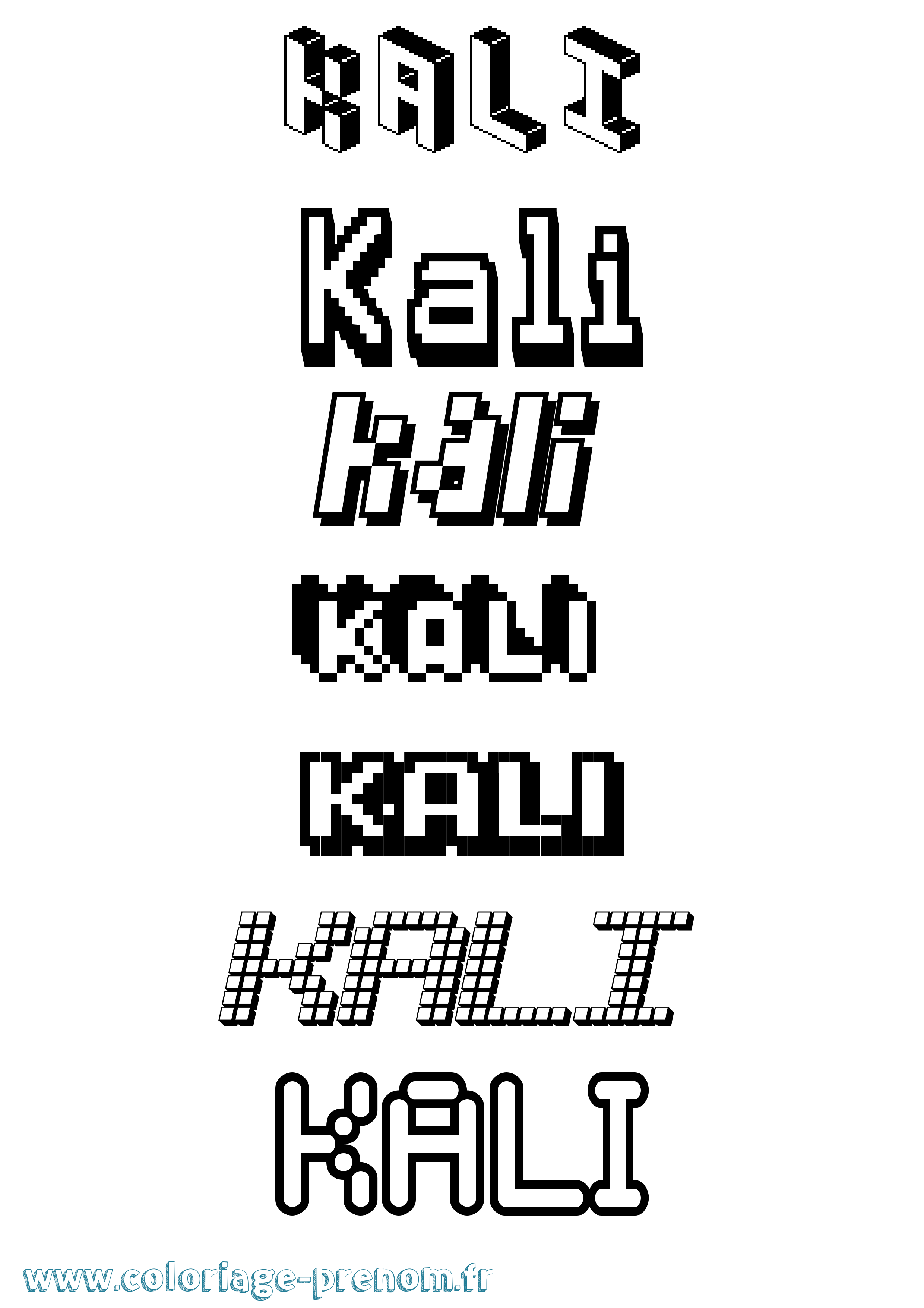 Coloriage prénom Kali Pixel