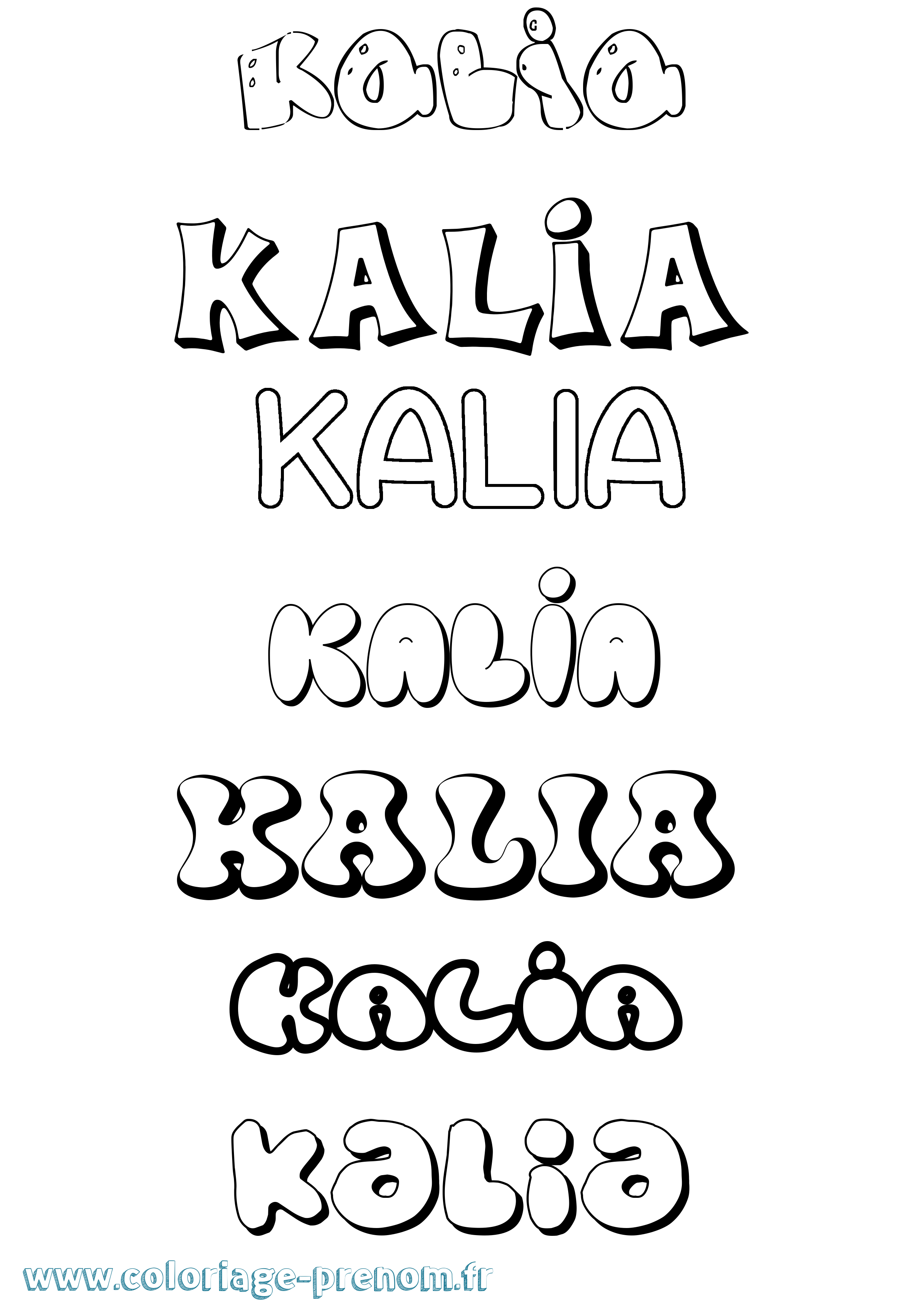 Coloriage prénom Kalia Bubble