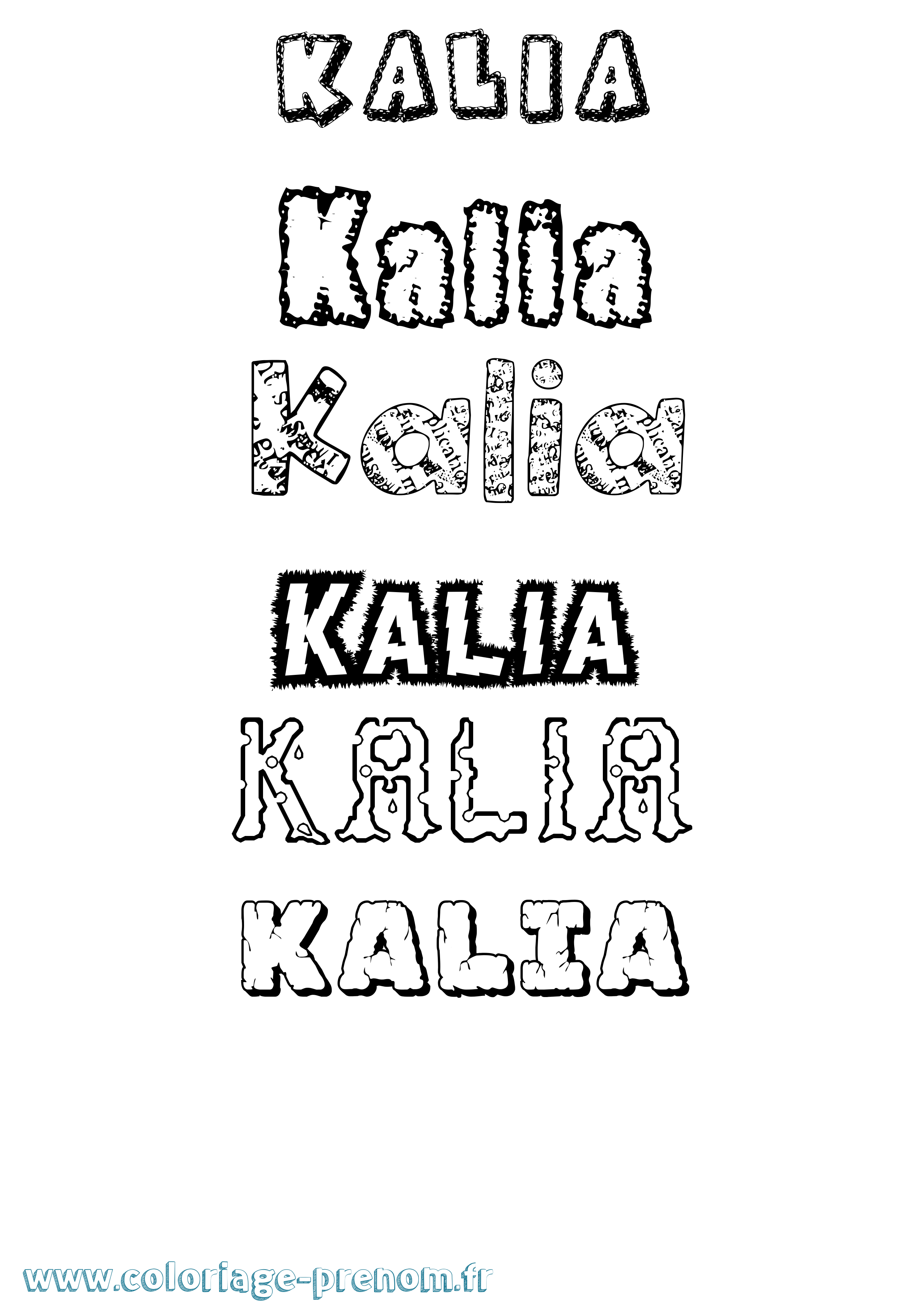 Coloriage prénom Kalia Destructuré