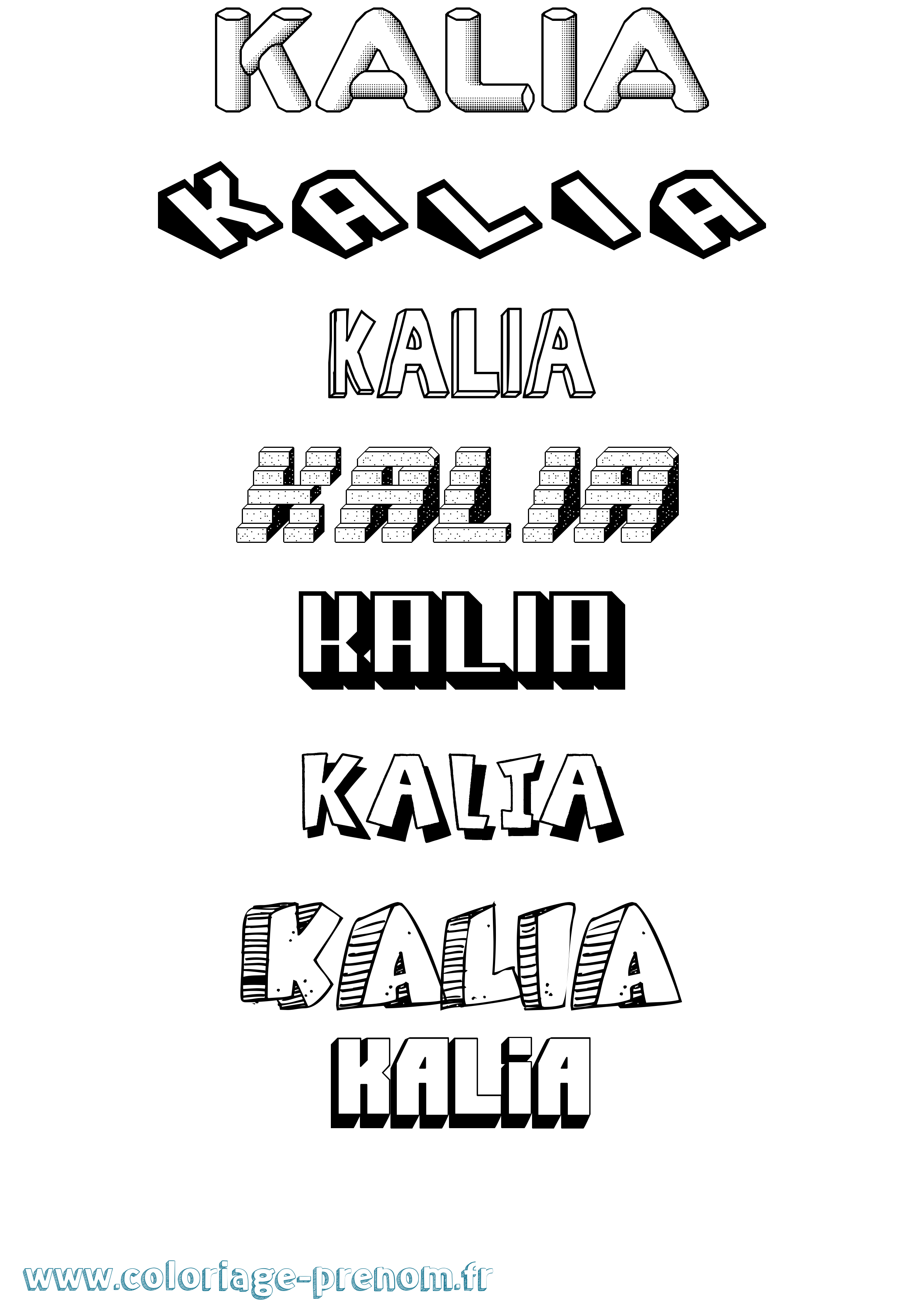 Coloriage prénom Kalia Effet 3D